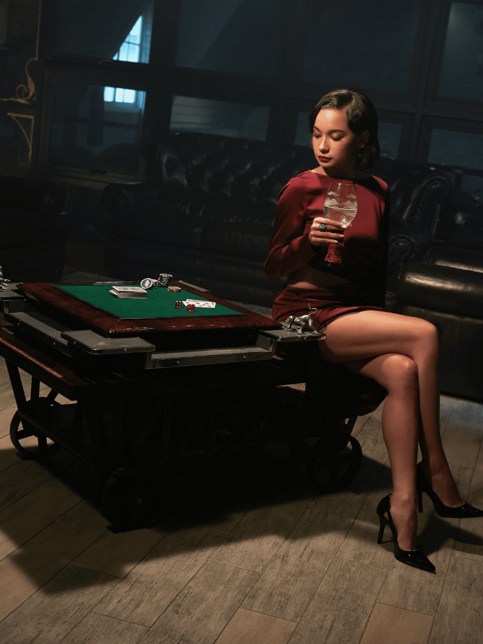 Wine Goblet Set with Red Lacquer Base - Set of 3 - Surround Living - 8