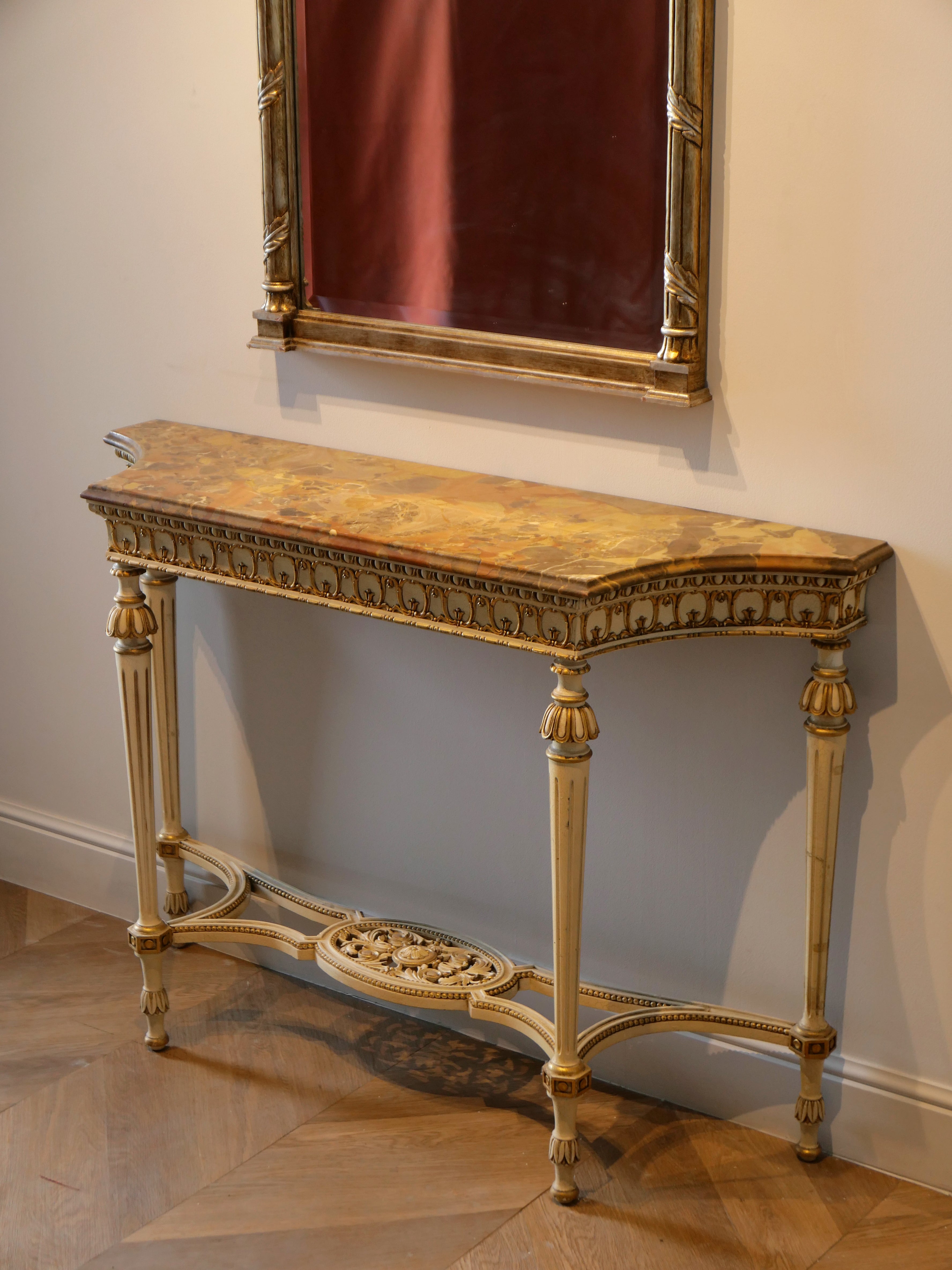 Louis XVI-Style Painted and Giltwood Console – Italian