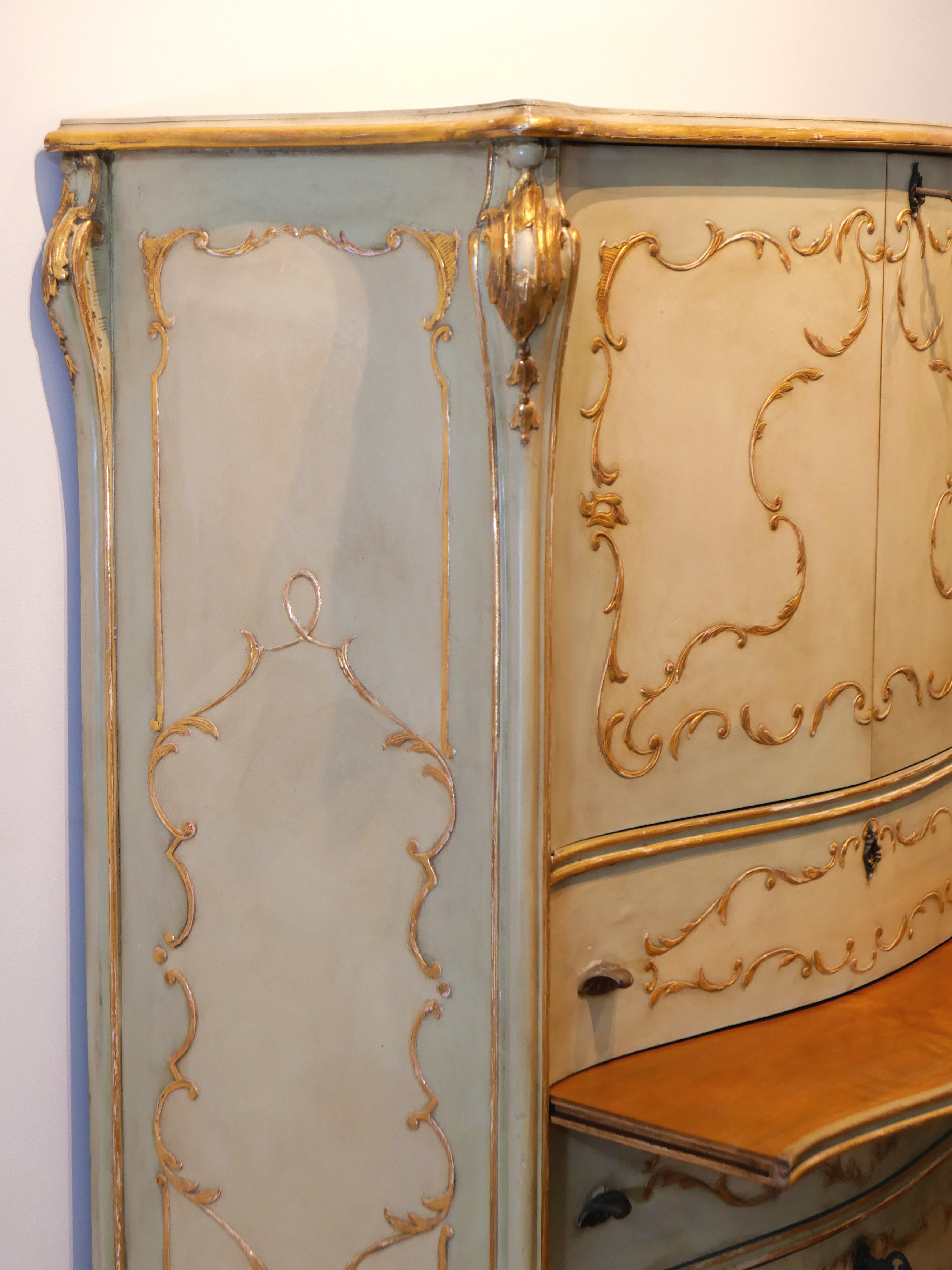 Rare Venetian Lacquered & Parcel-Gilt Secretaire