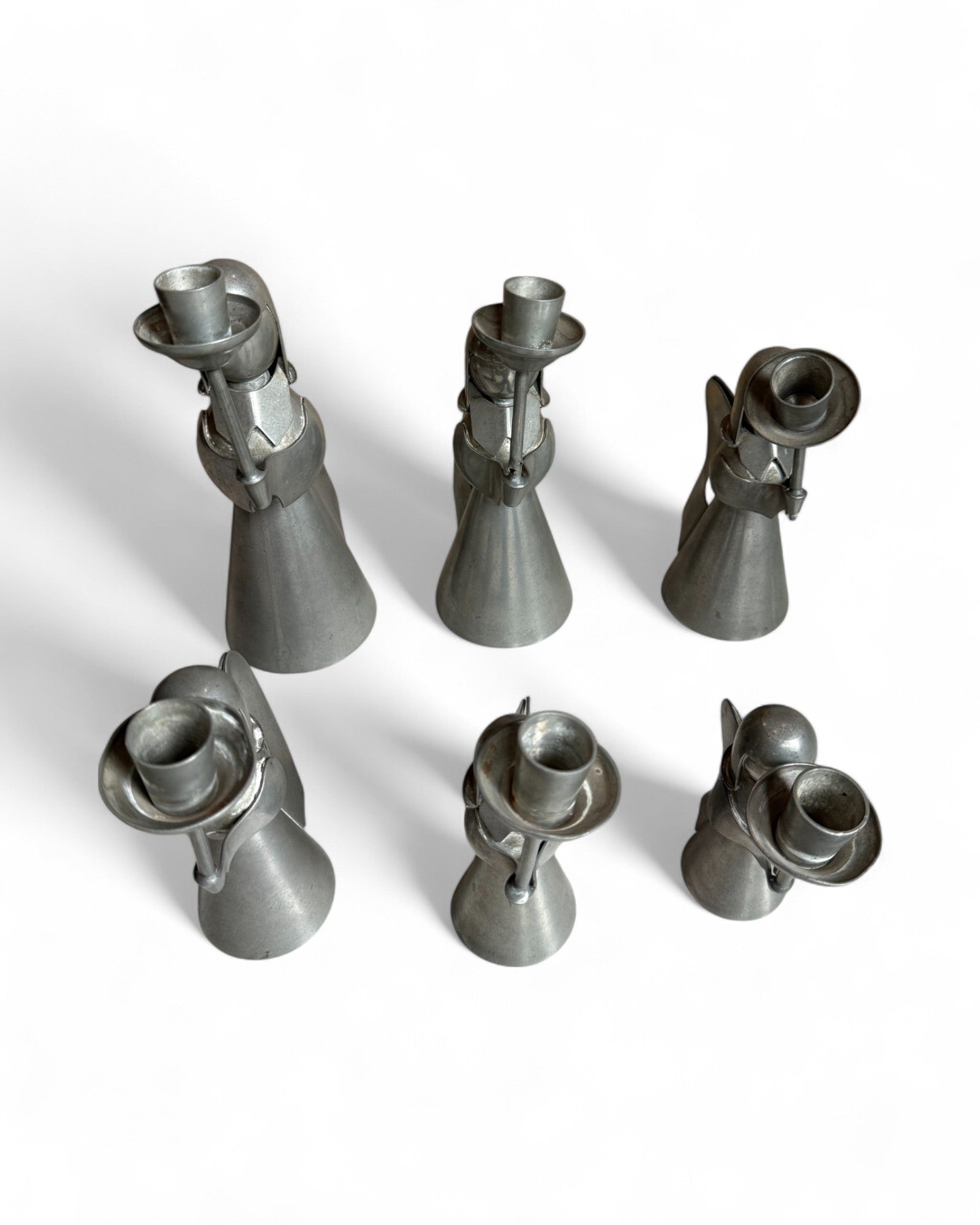 1960s Nordic Pewter Angel Candles - Set of 6