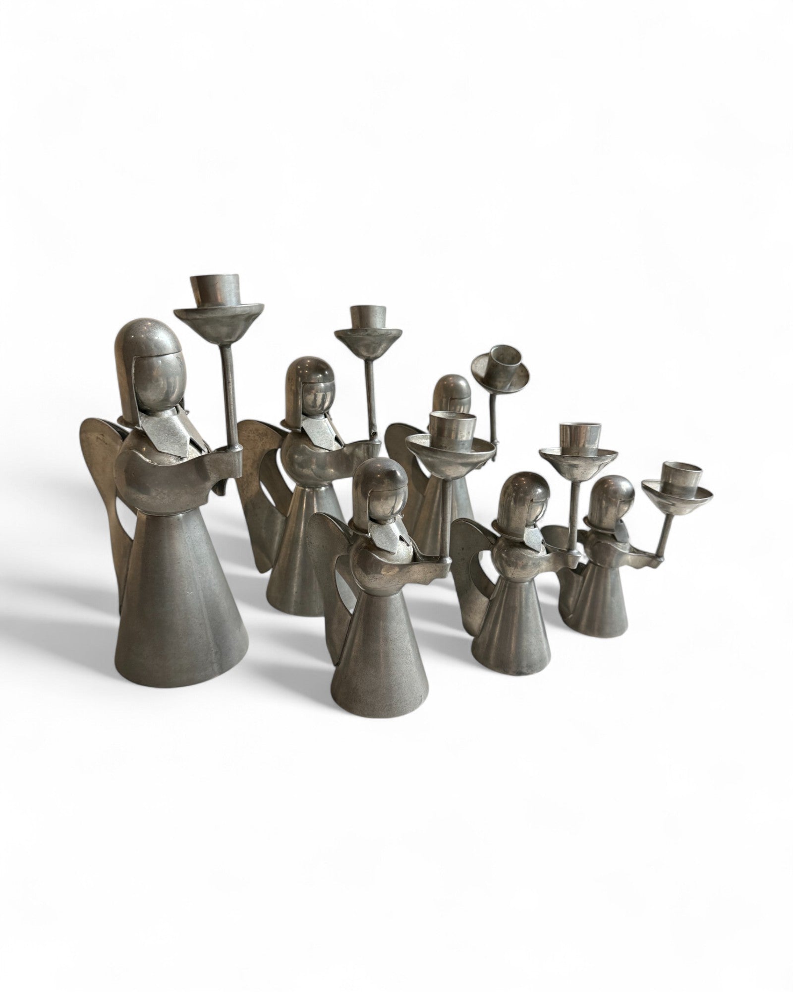 1960s Nordic Pewter Angel Candles - Set of 6