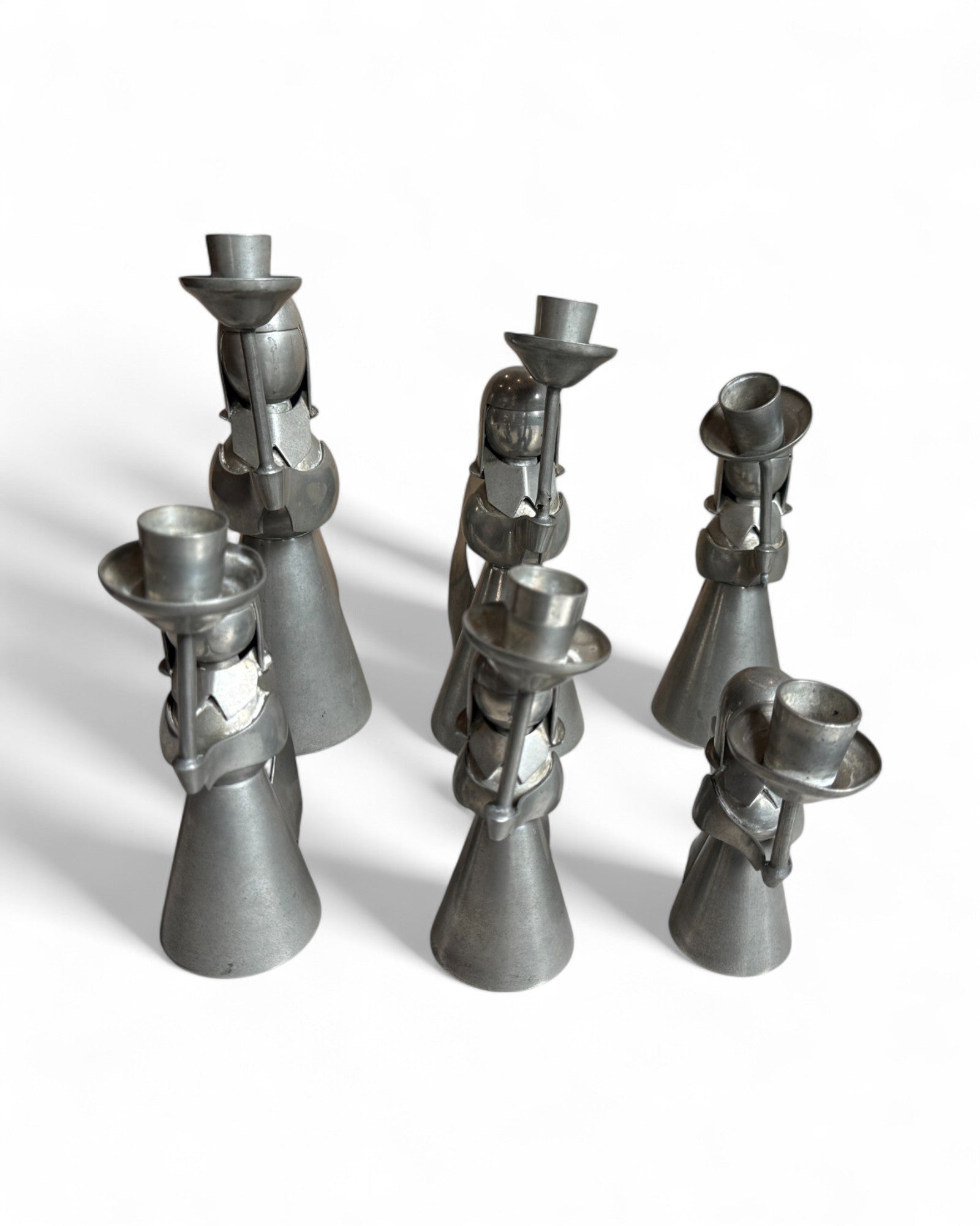 1960s Nordic Pewter Angel Candles - Set of 6