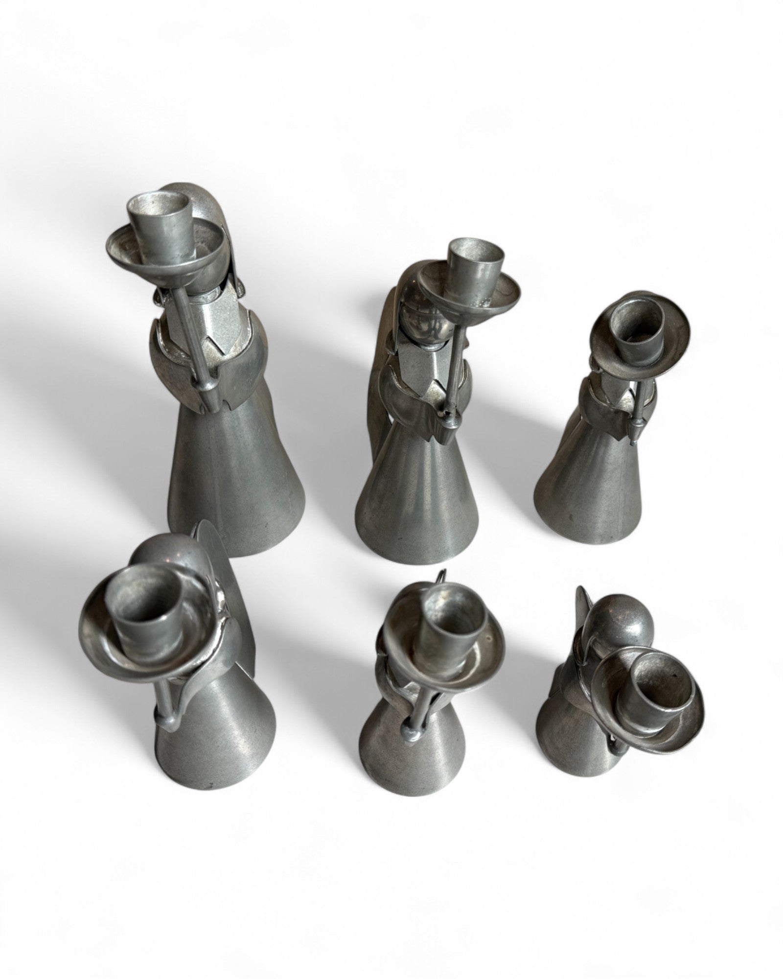 1960s Nordic Pewter Angel Candles - Set of 6