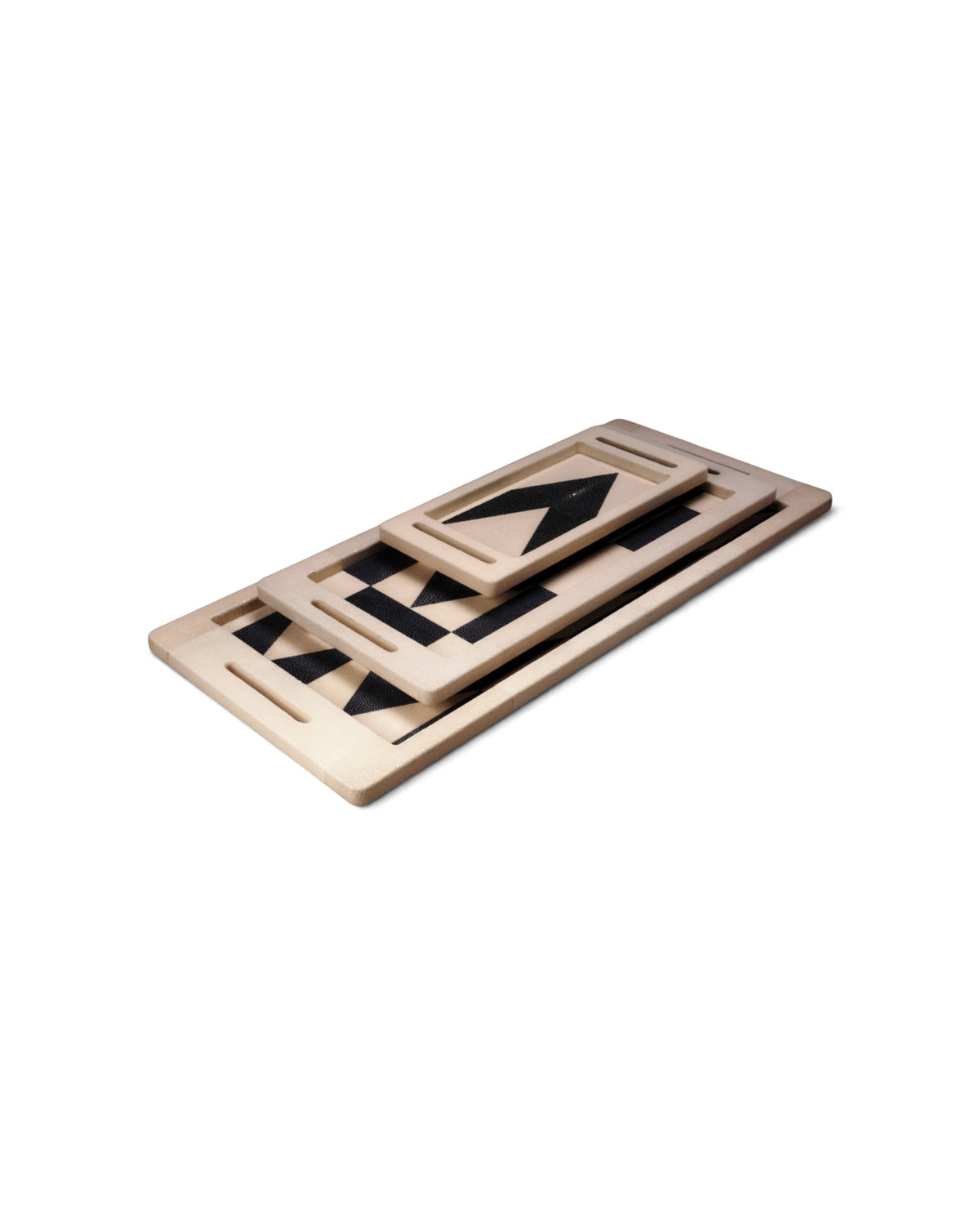 Manu Tray – Set – Cream (Shagreen-Stingray Leather) - Surround Living - 2