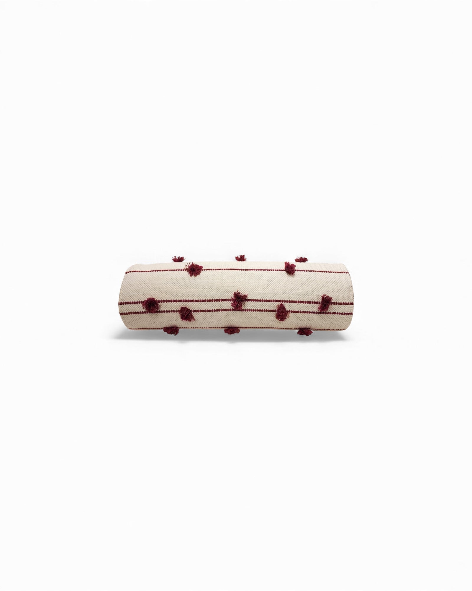 Cylindral Bolster Pillow - White and Maroon