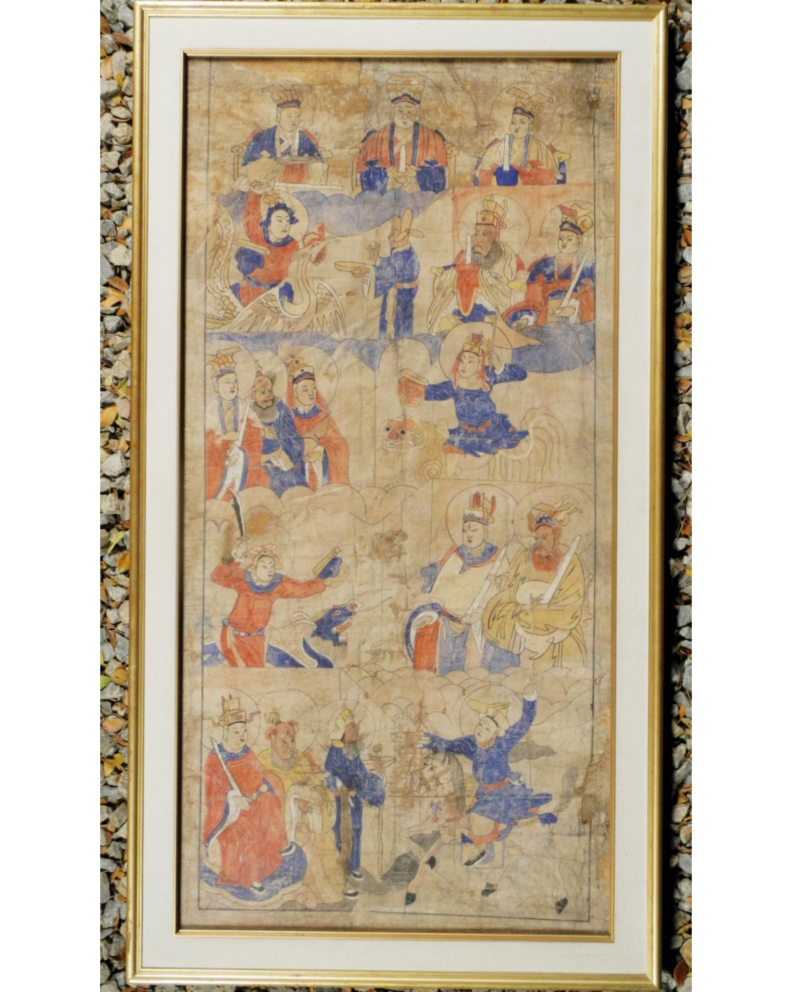 Framed Zhuang Scroll Painting on Mulberry Paper (11 x 142cm) - Surround Living - 2