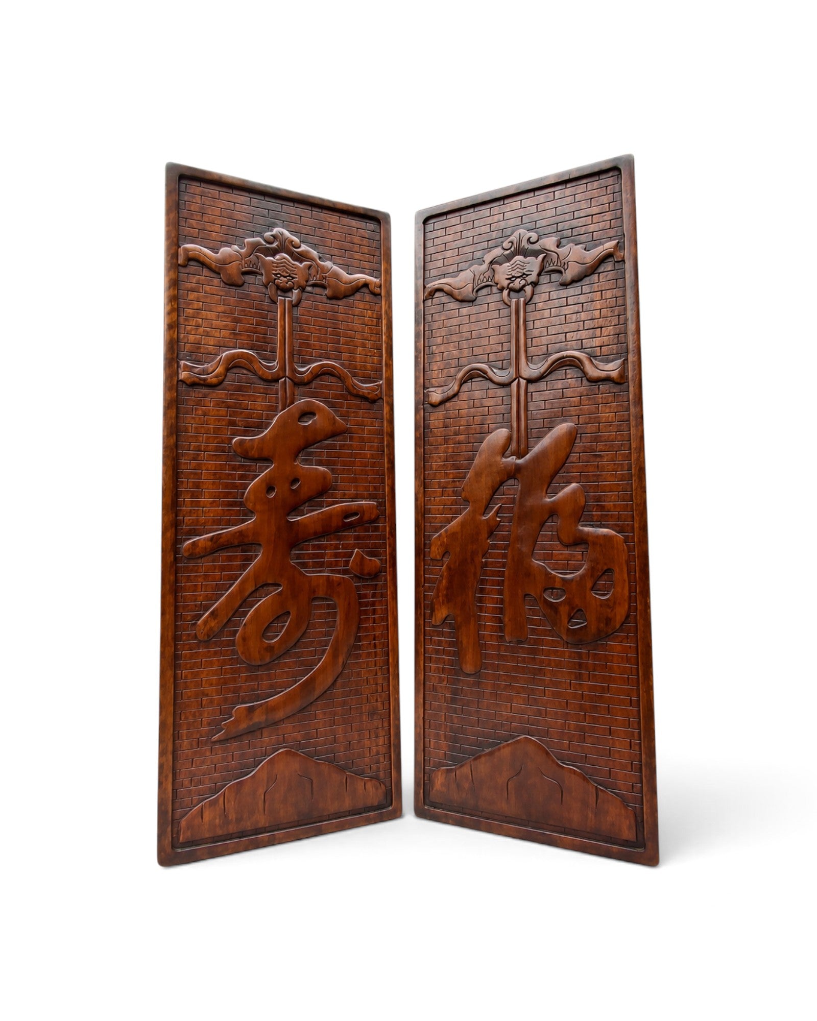 Pair of Chinese Carved Hardwood Wall Panels.