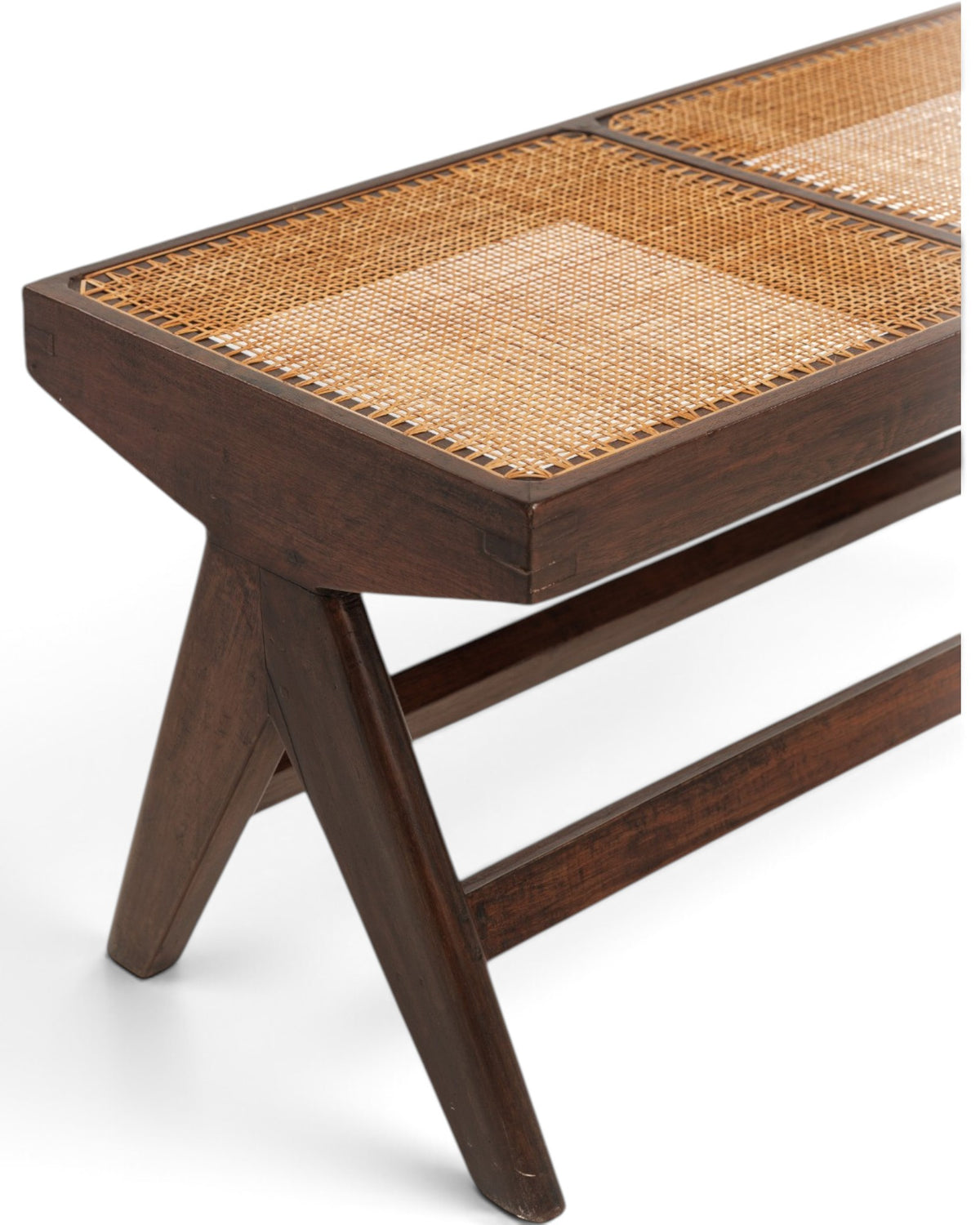 Pierre Jeanneret V-Leg Cane Bench