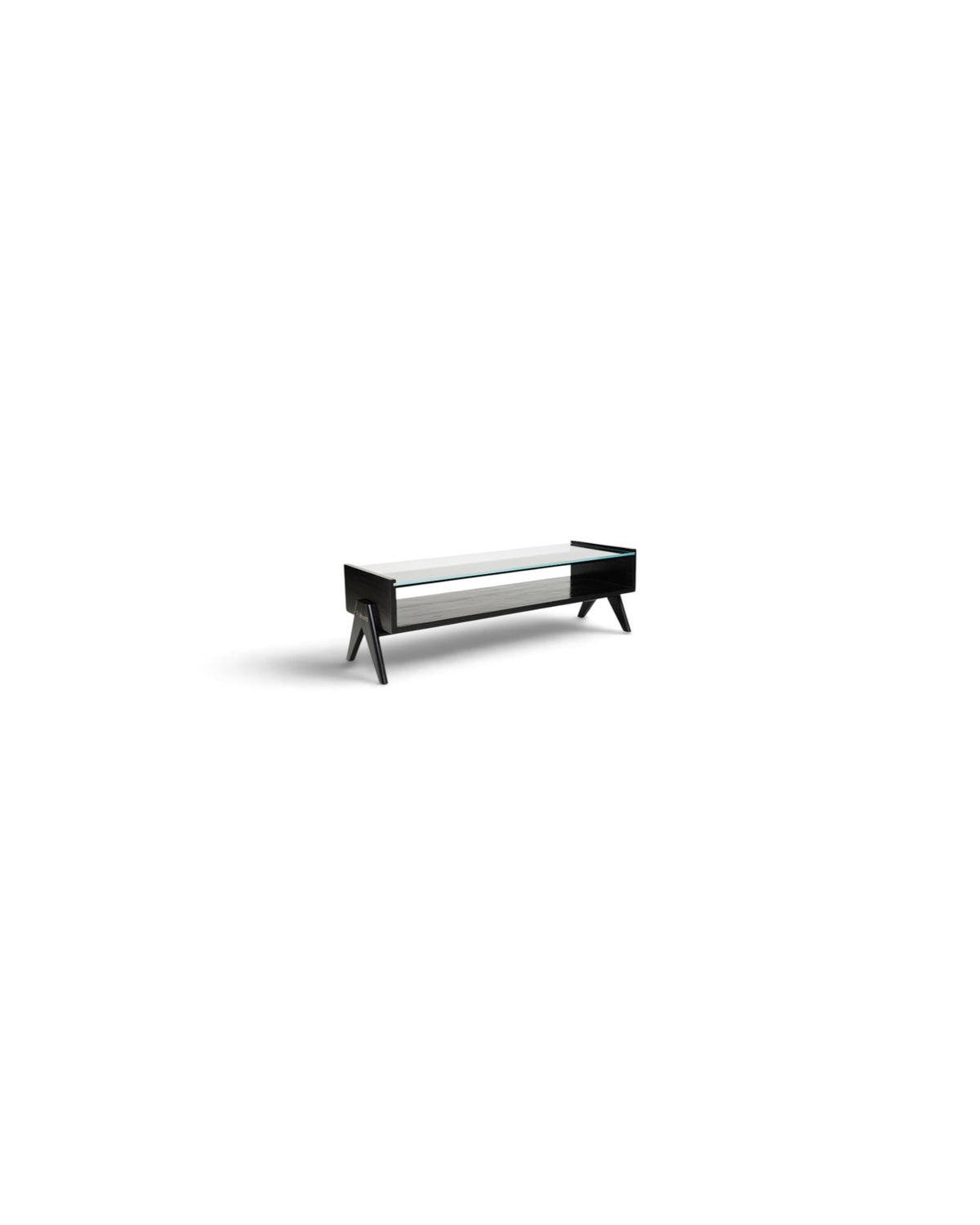 Pierre Jeanneret Black Solid Teak Coffee Table C. 1960