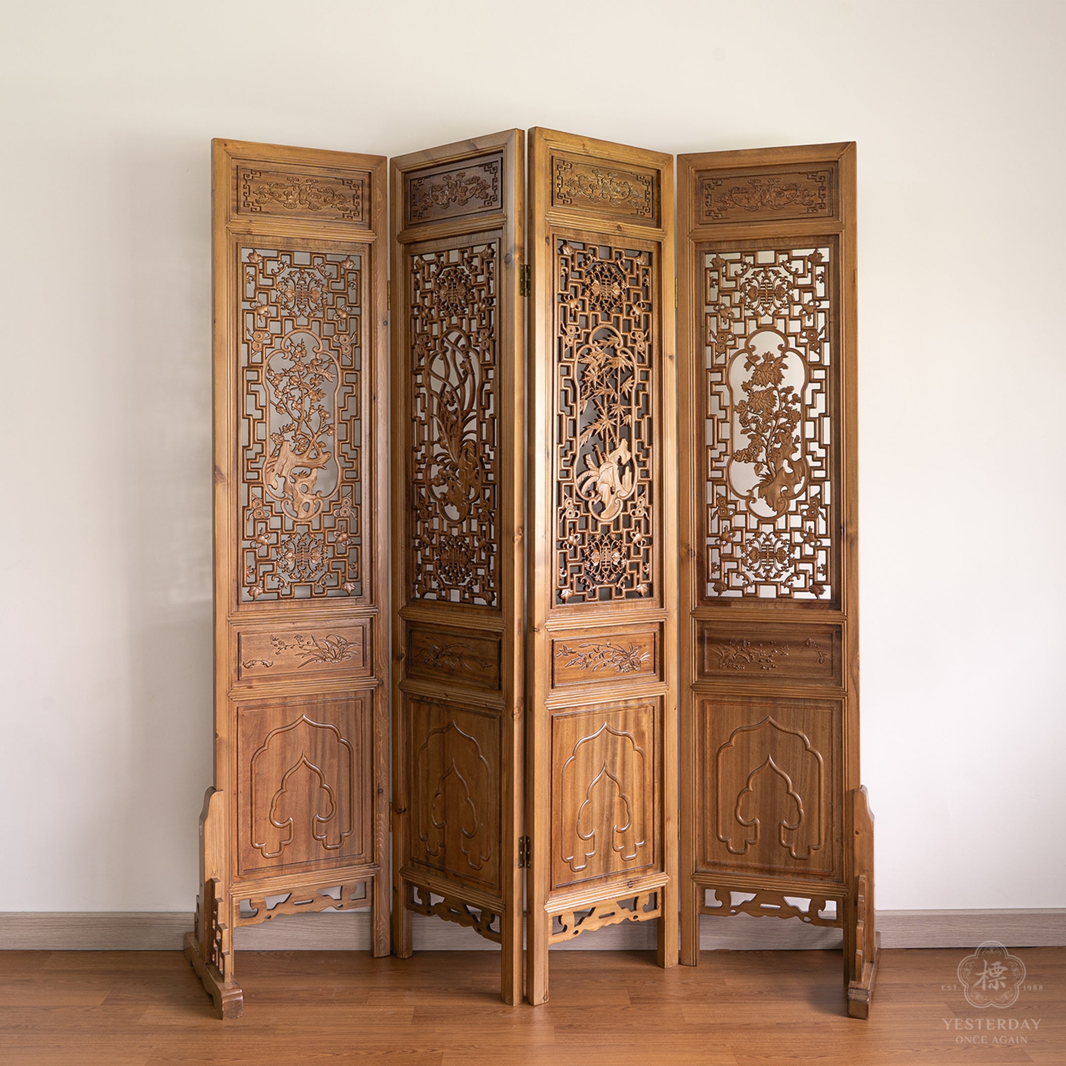 Oriental Wood Carved Panel Decoration