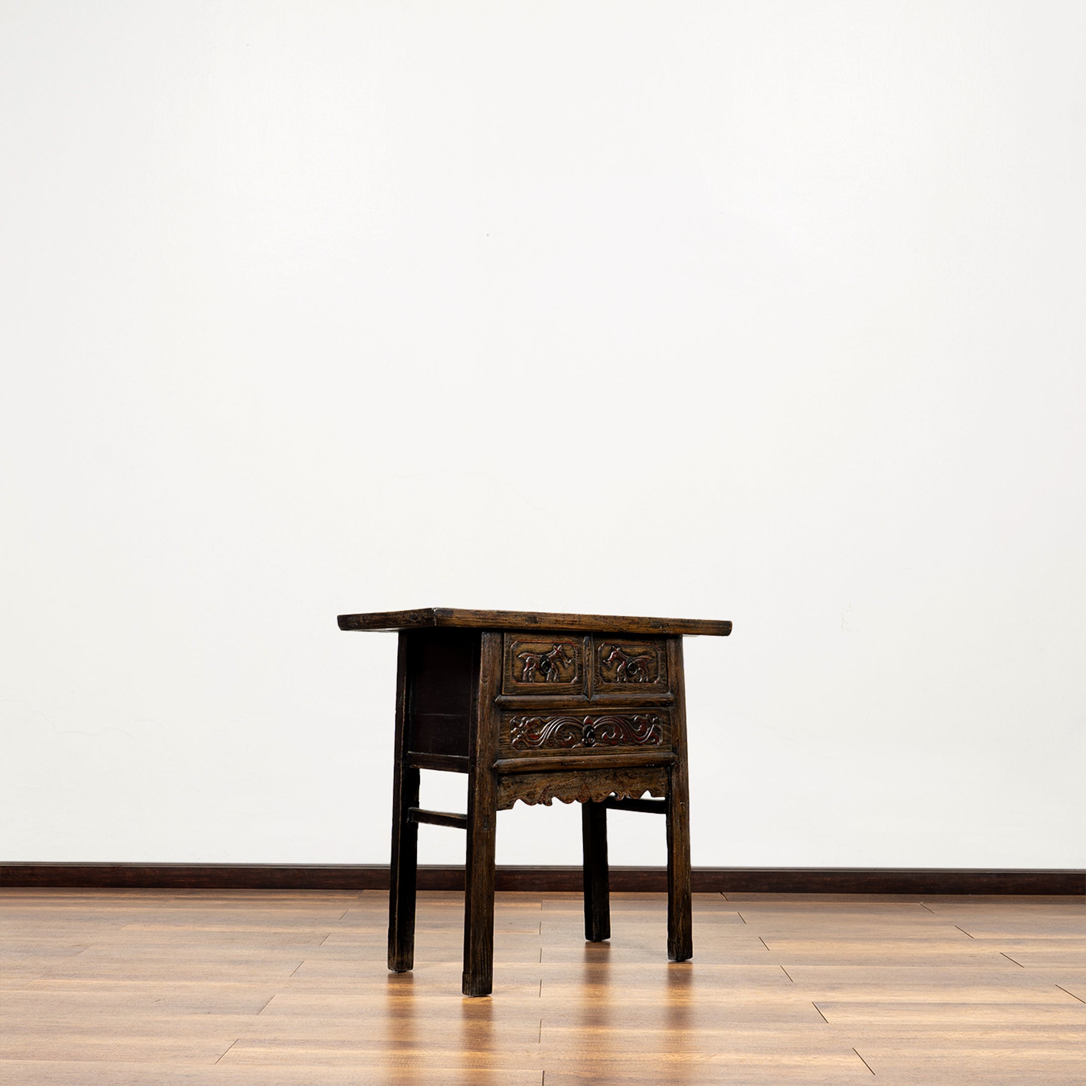 Chinese Antique Three Drawers Carved Console Table