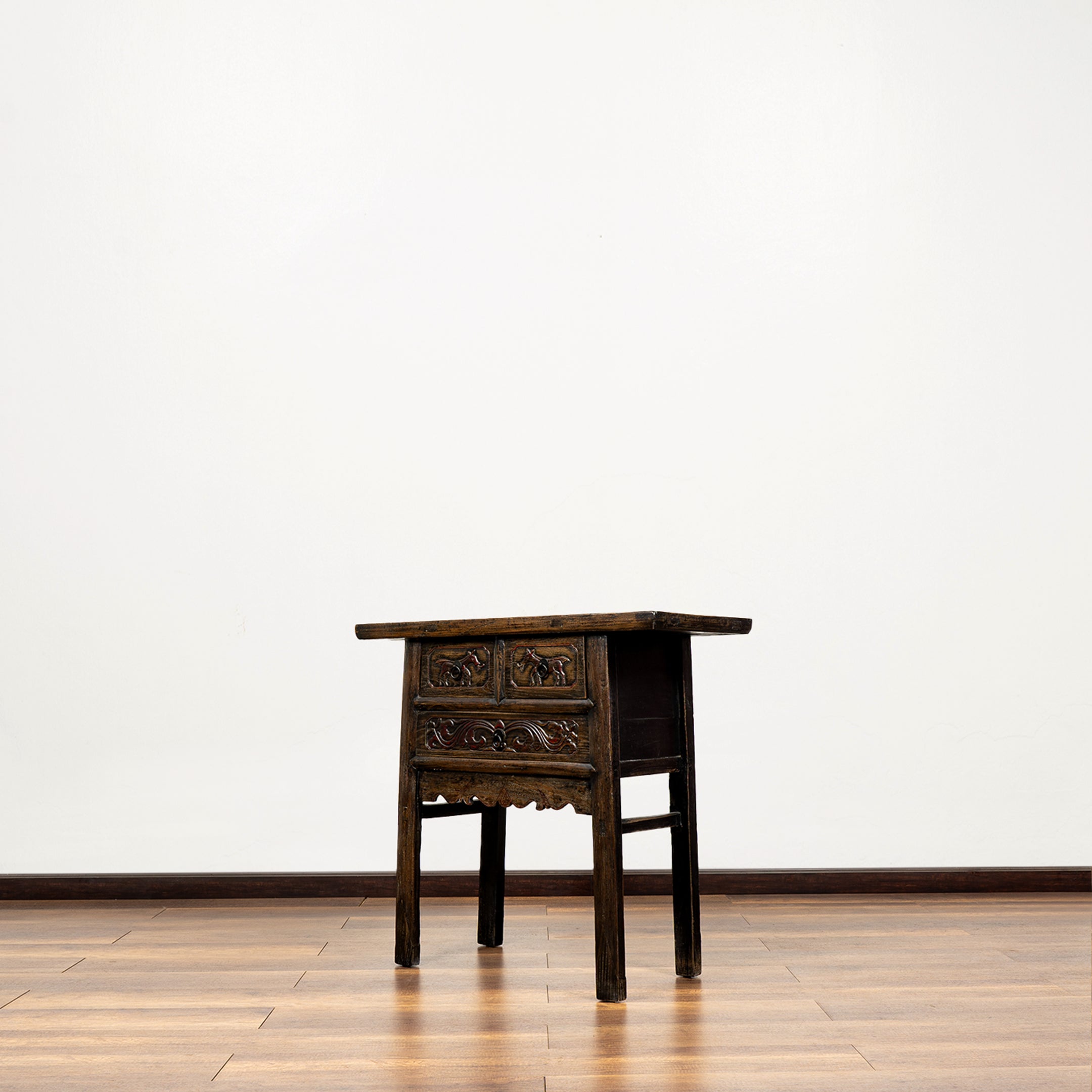 Chinese Antique Three Drawers Carved Console Table