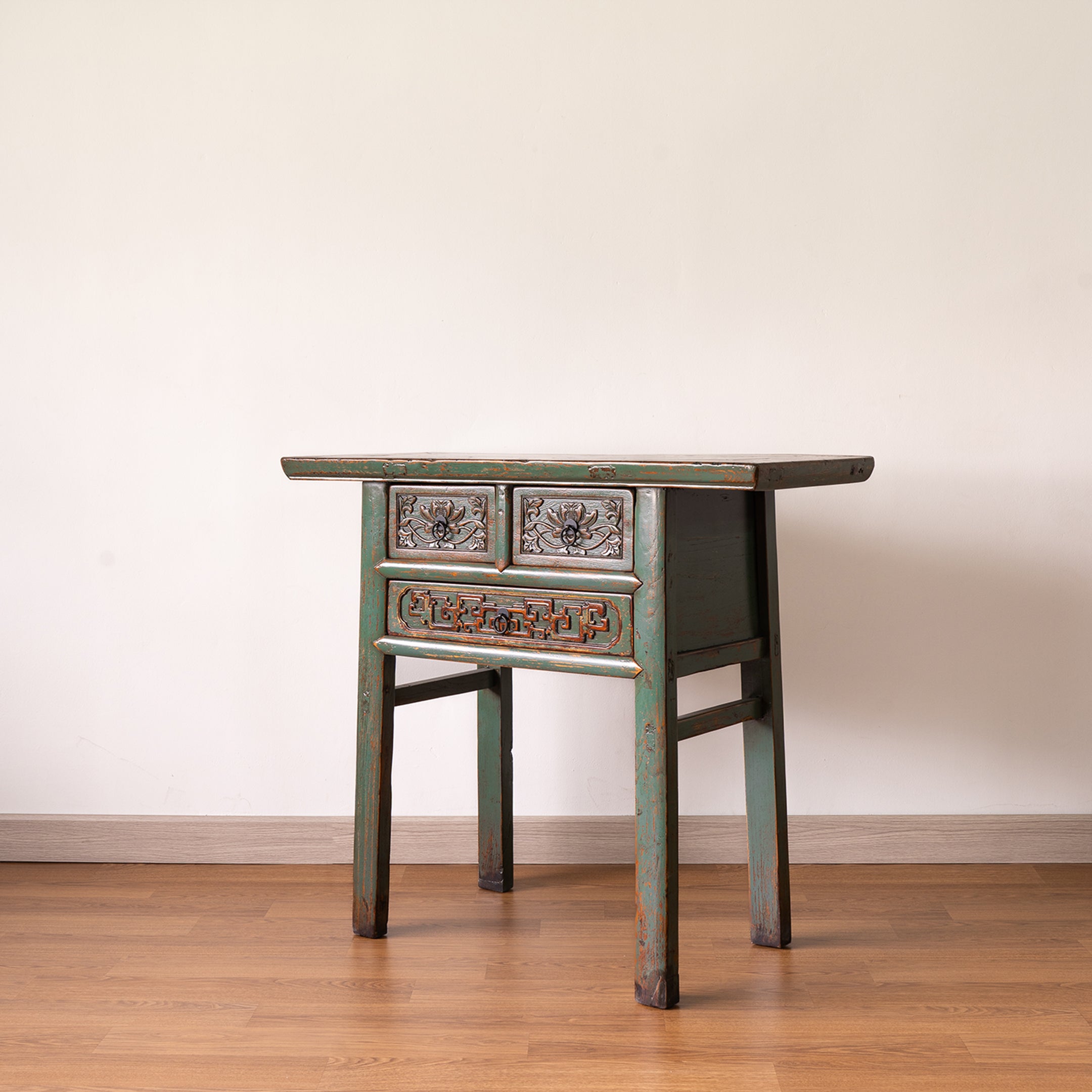 Chinese Antique Three Drawers Carved Console Table