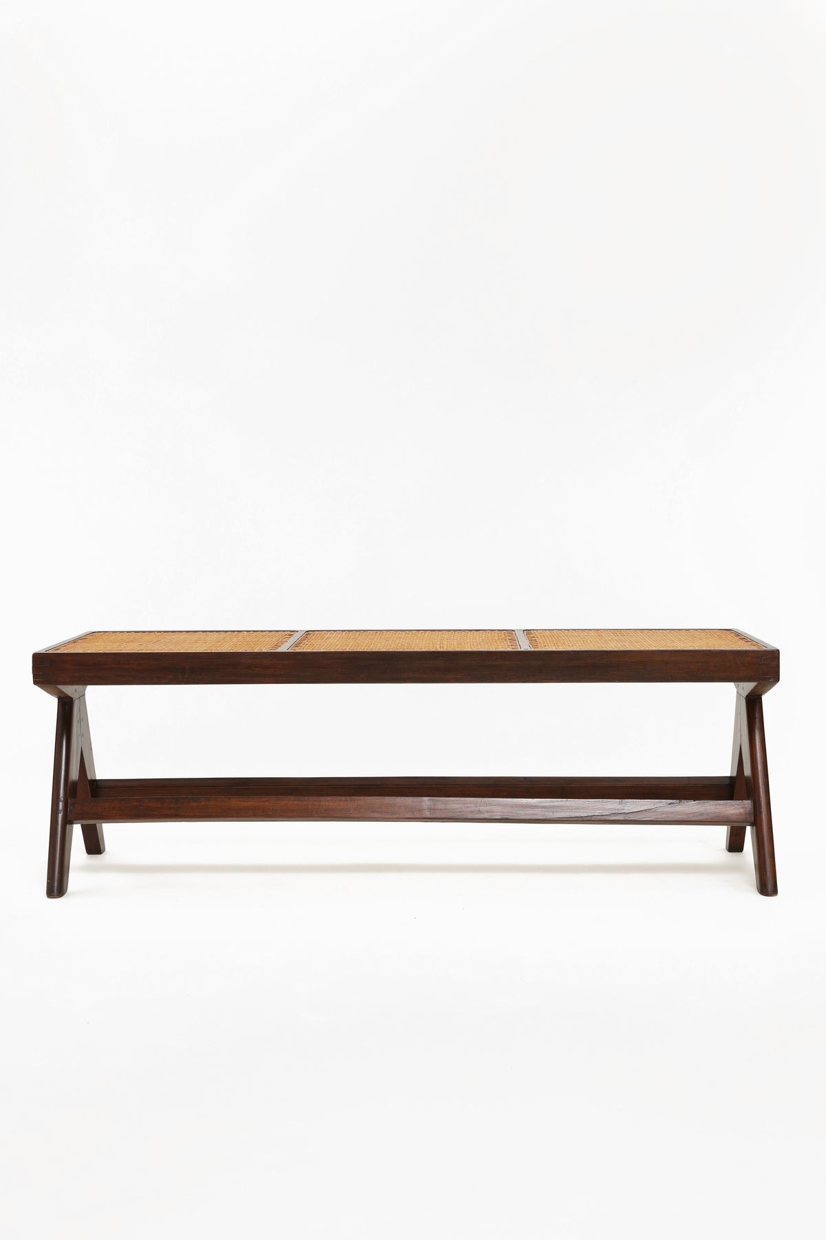 Pierre Jeanneret V-Leg Cane Bench