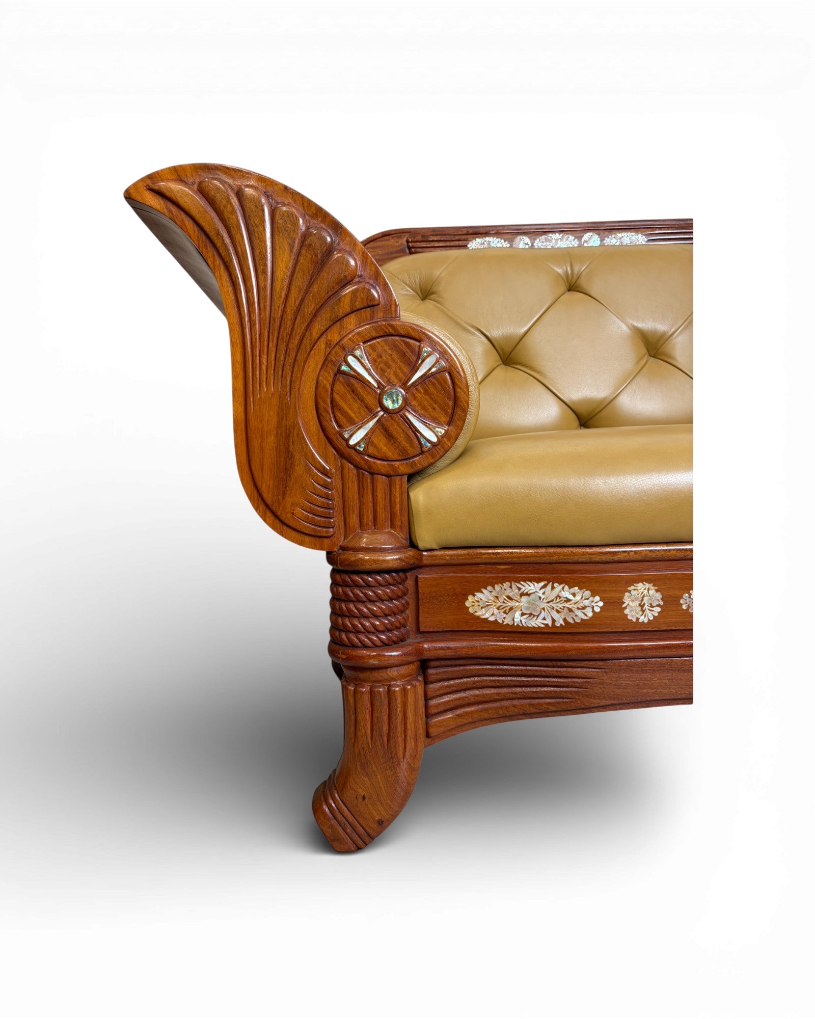 Art Deco Rosewood & Leather Armchair Set - Reproduction