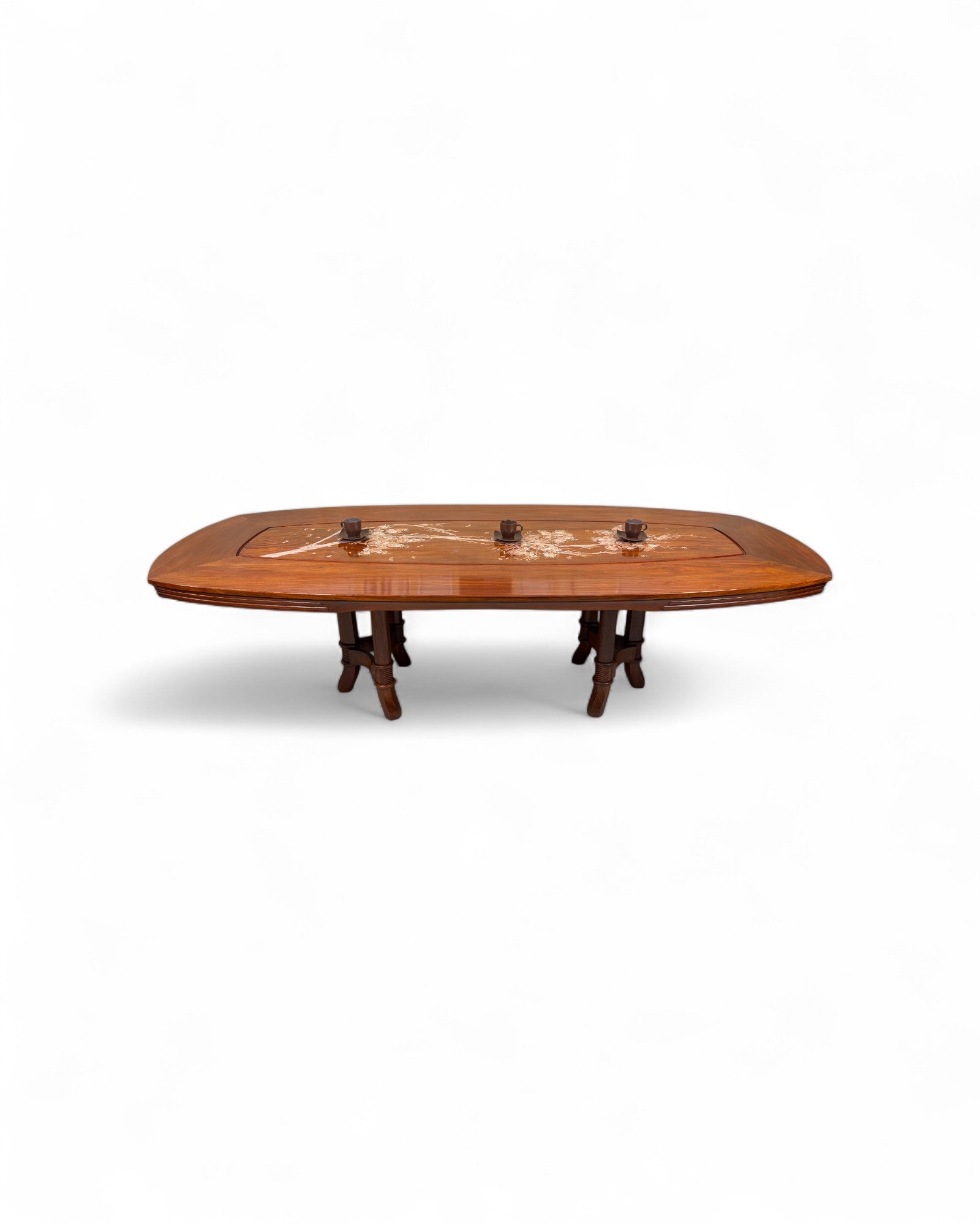 Rosewood Dining Table Set with Wild Pearl Inlay - Reproduction