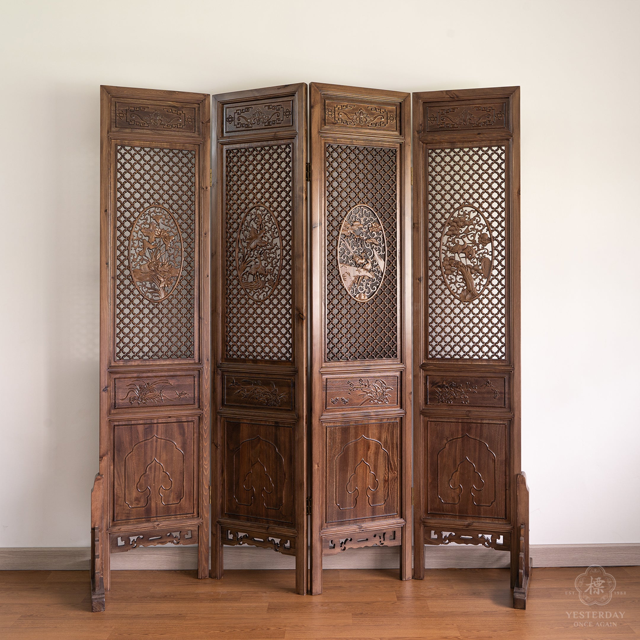 Oriental Wood Carved Panel Decoration