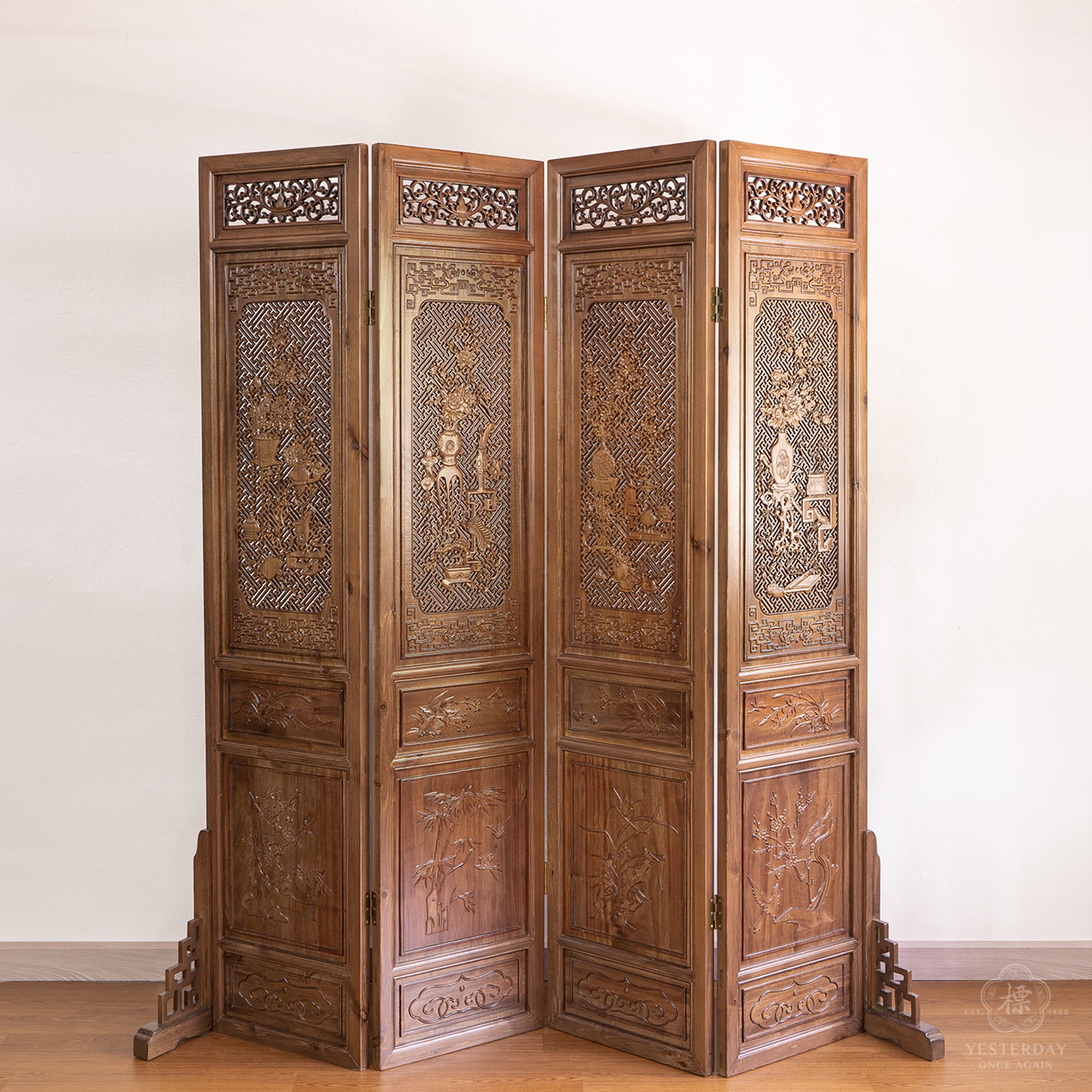 Oriental Wood Carved Panel Decoration