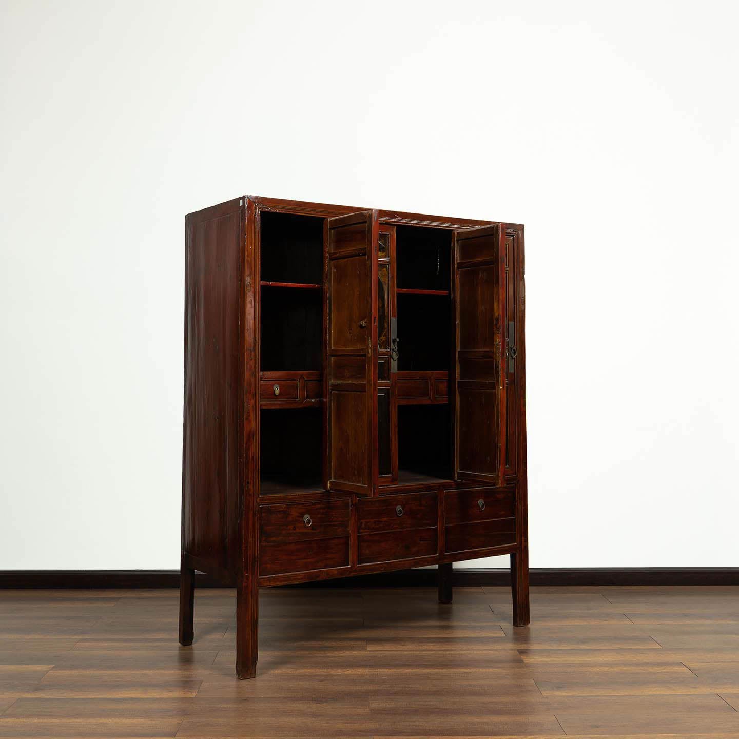 Antique Four Seasons Hand-Painted Storage Cabinet