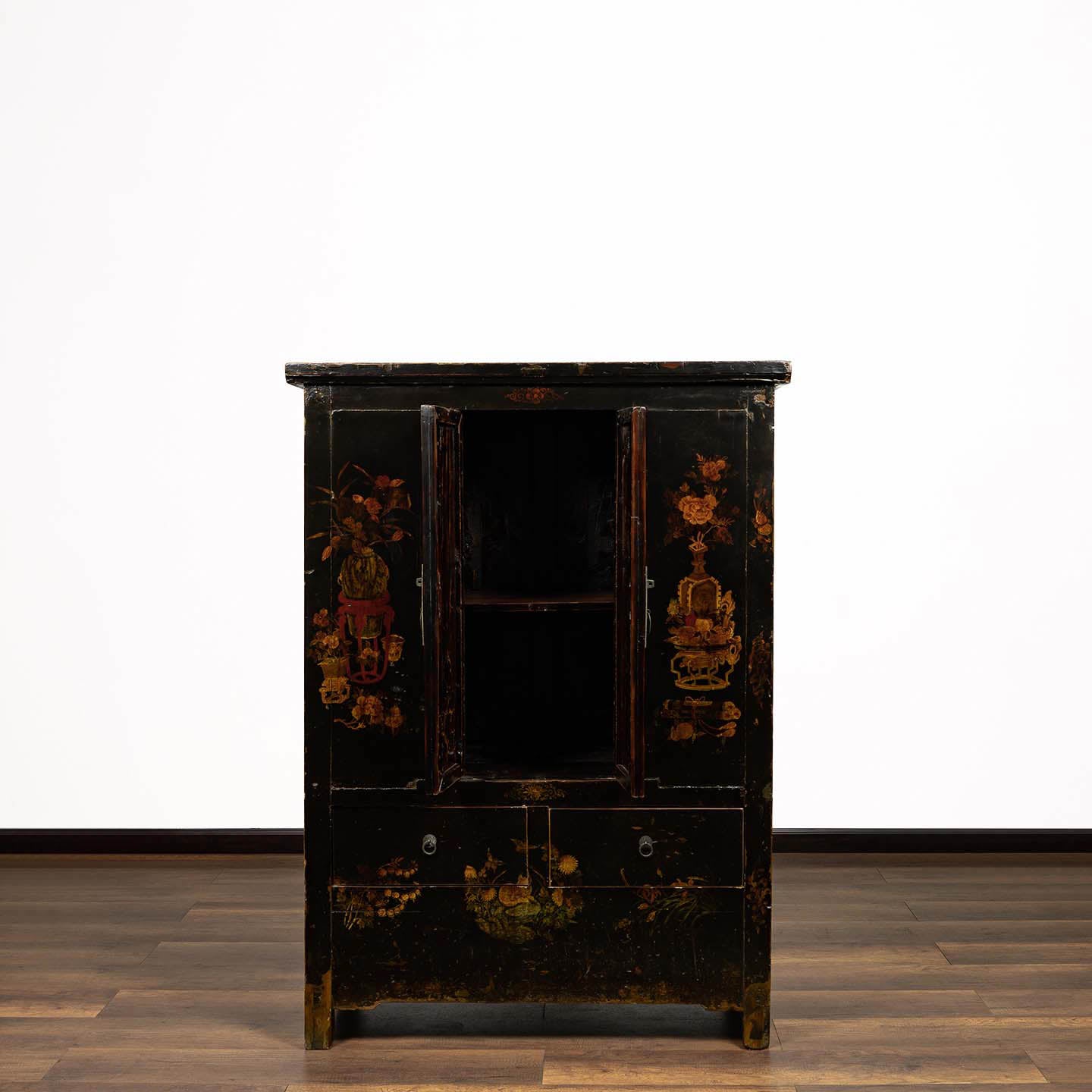 Hand-Painted Gilded Antique Storage Cabinet