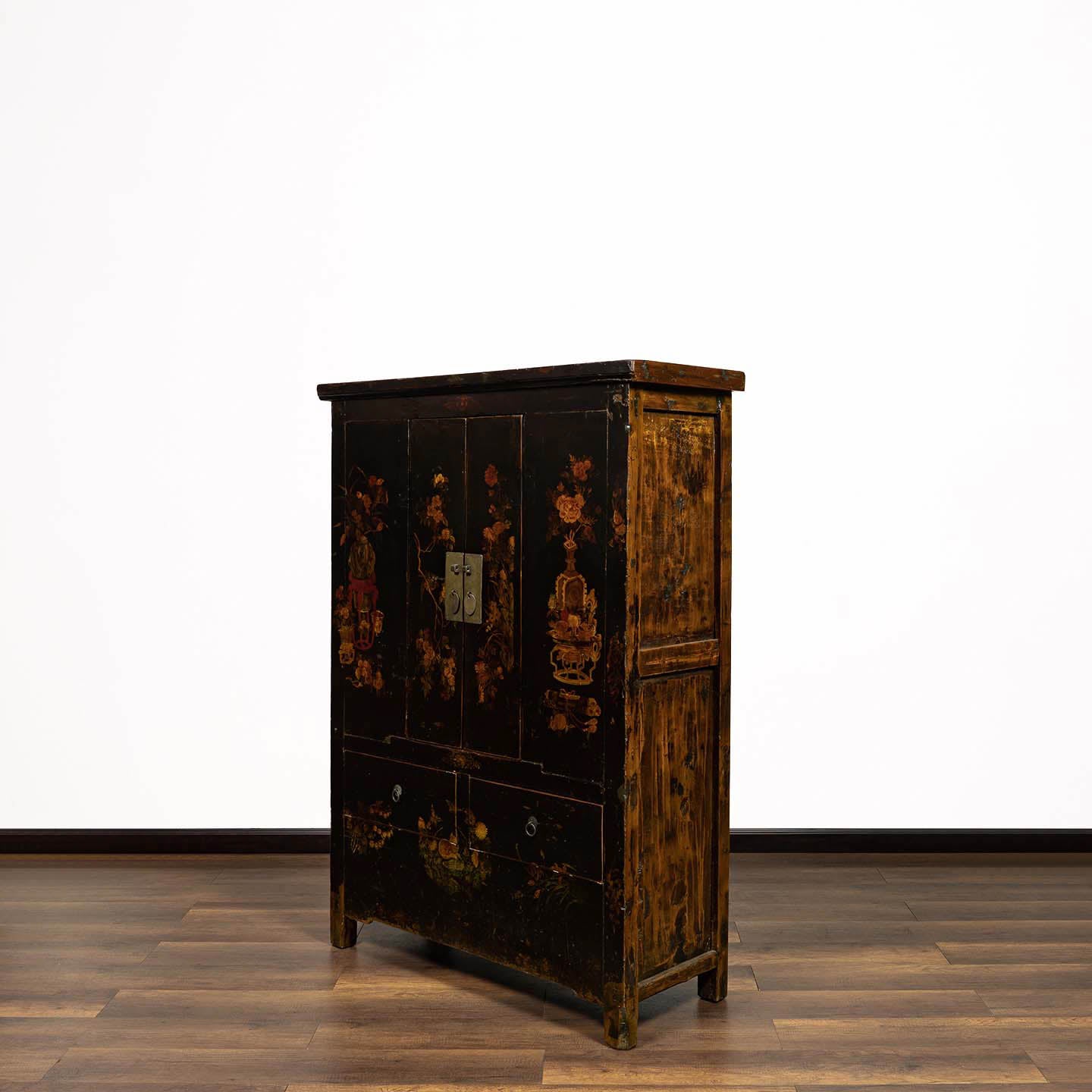 Hand-Painted Gilded Antique Storage Cabinet