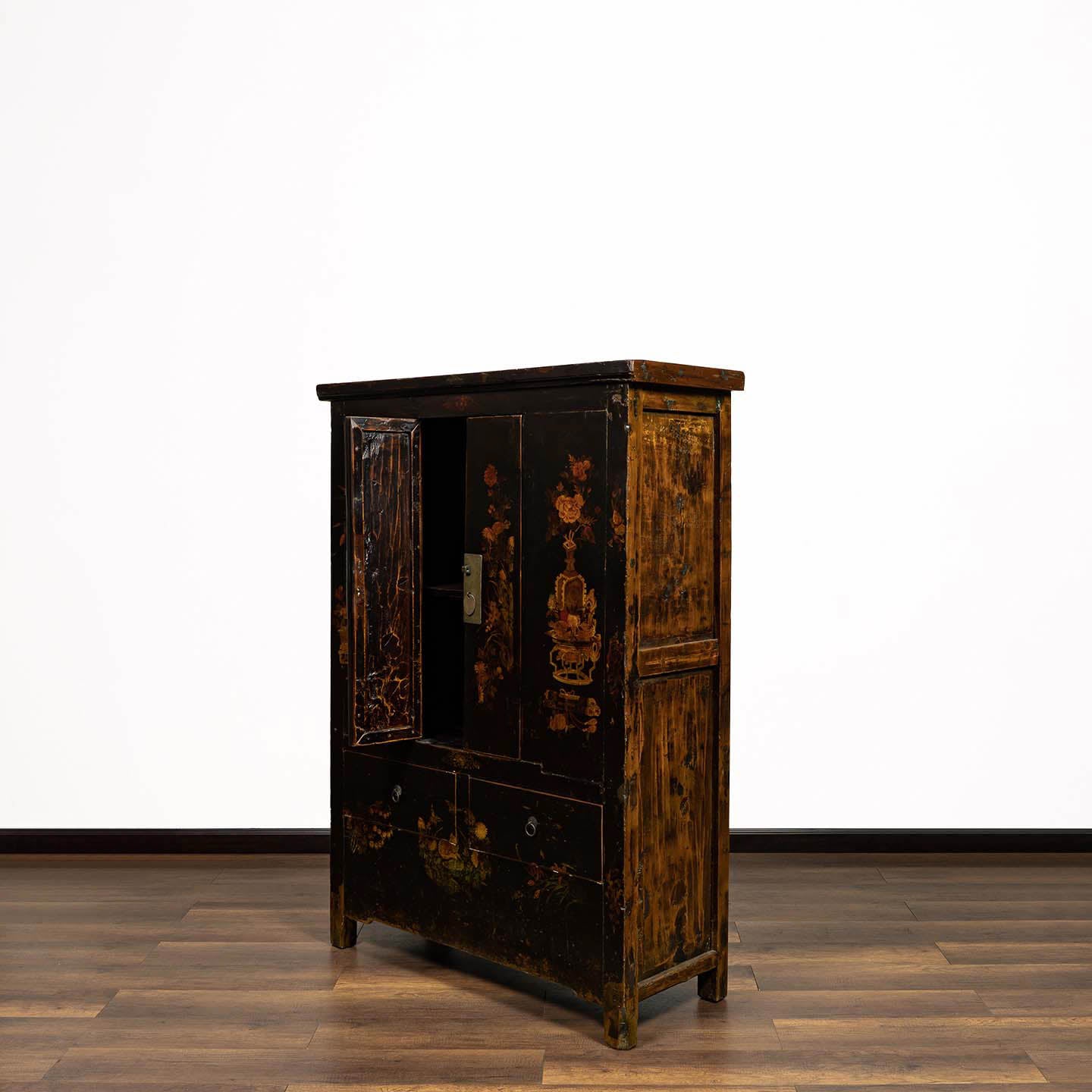 Hand-Painted Gilded Antique Storage Cabinet