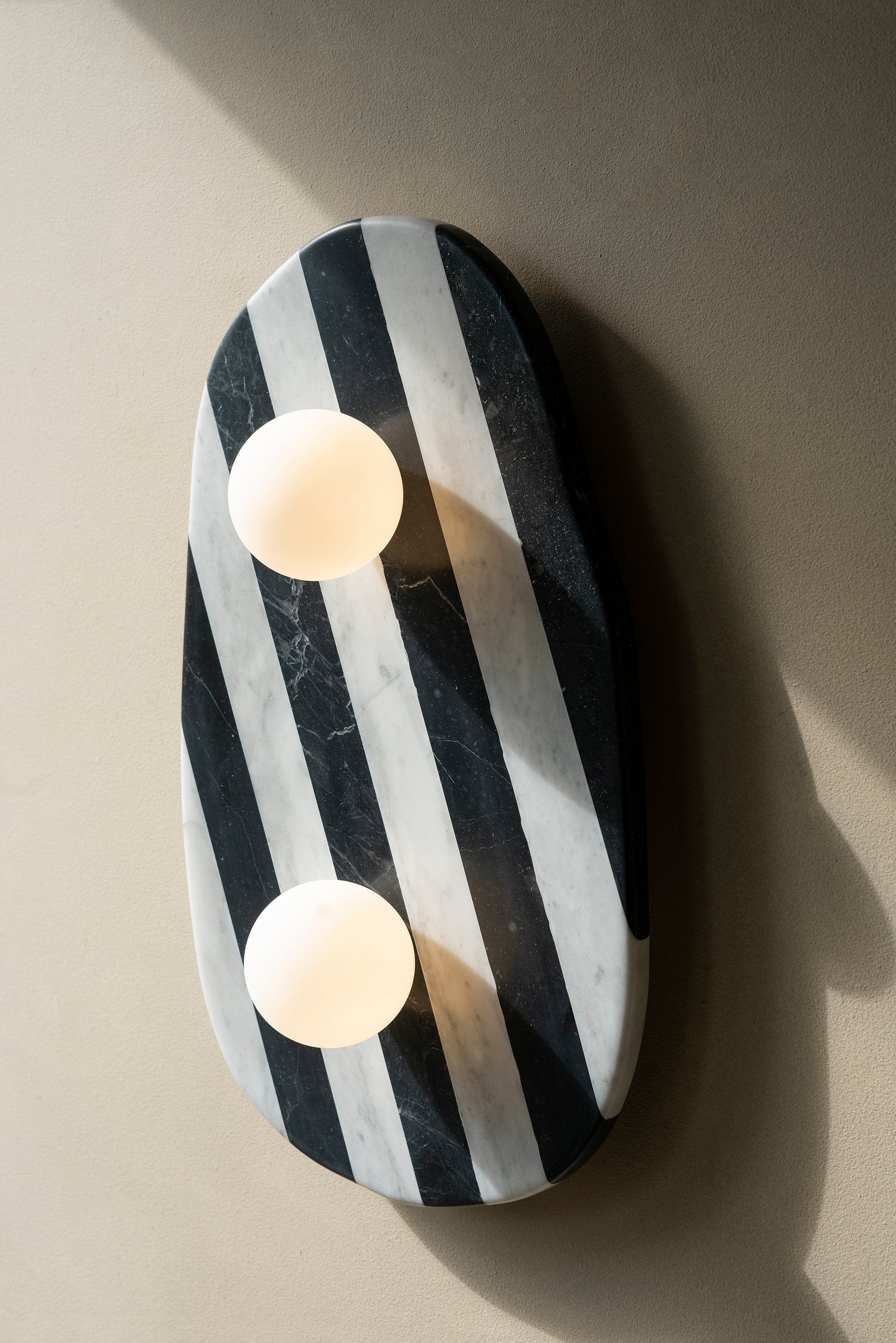 Blob Sconce Double Bulb - Black & White Striped