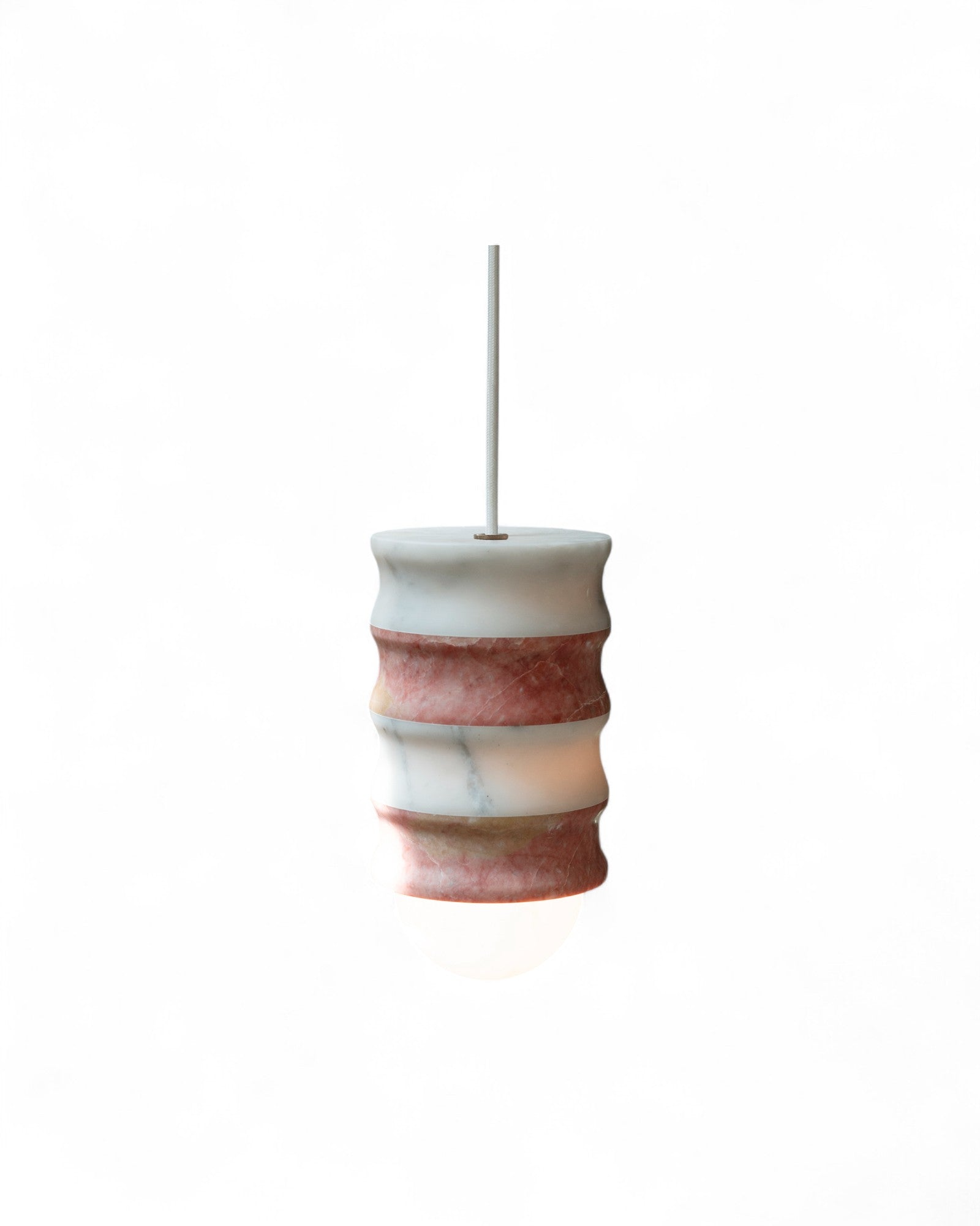 Fluted Pendant - Pink & White