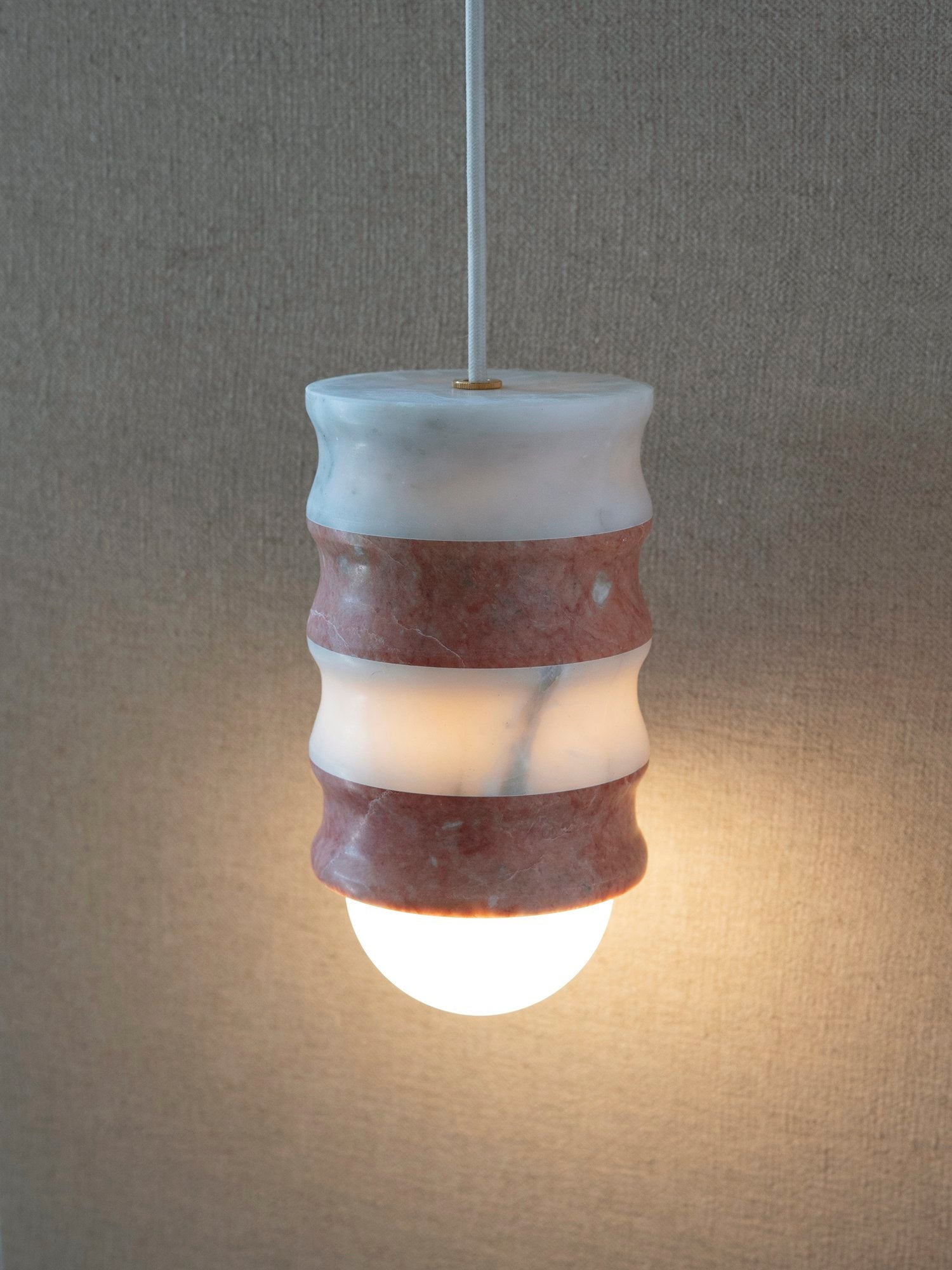 Fluted Pendant - Pink & White