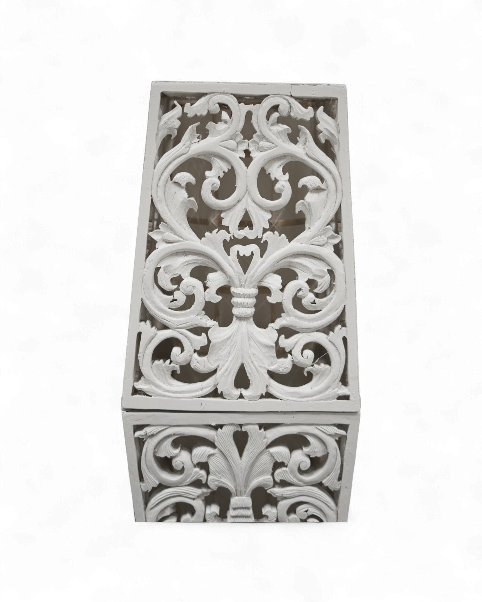 TIMA - Two-Tiered Carved Wooden Floor Lamp