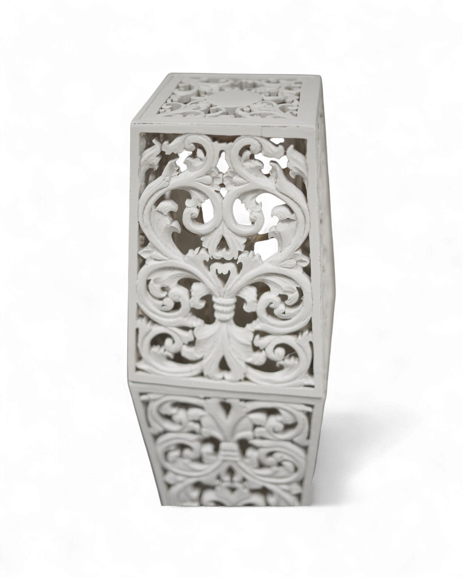 TIMA - Two-Tiered Carved Wooden Floor Lamp
