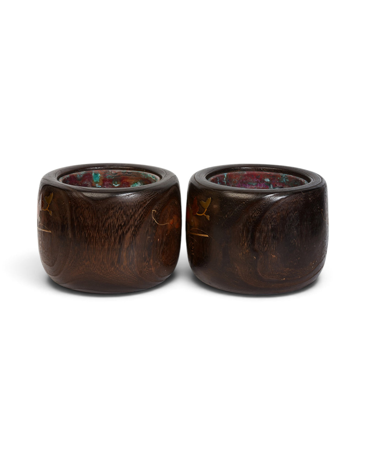 A Pair of Japanese Keyaki Wooden Hibachi Vessels - Set of 2