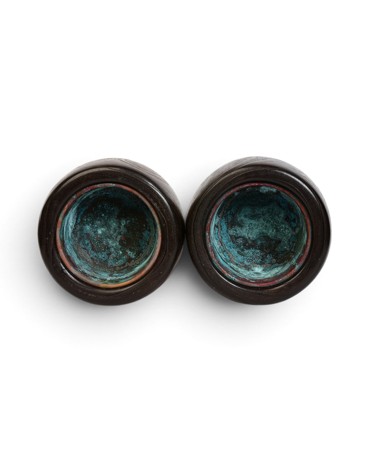 A Pair of Japanese Keyaki Wooden Hibachi Vessels - Set of 2