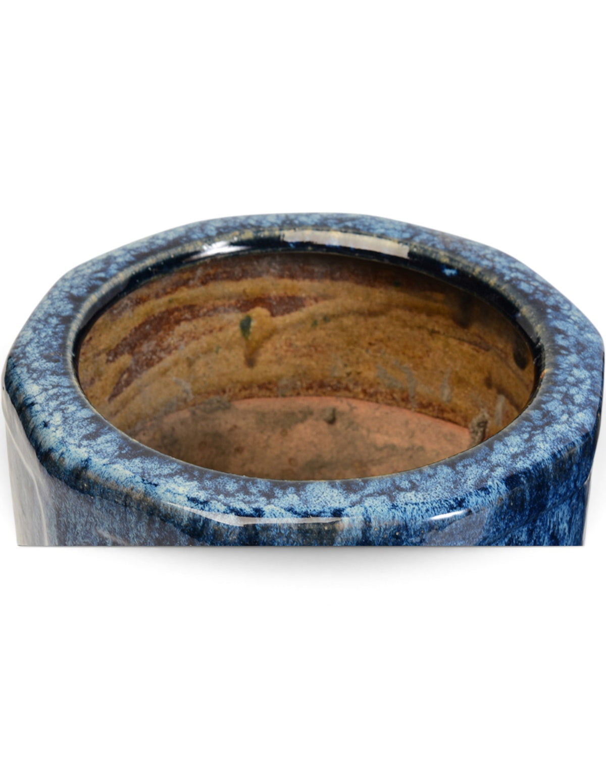 A Pair of Japanese Shigaraki Blue Glazed Ceramic Hibachi - Set of 2