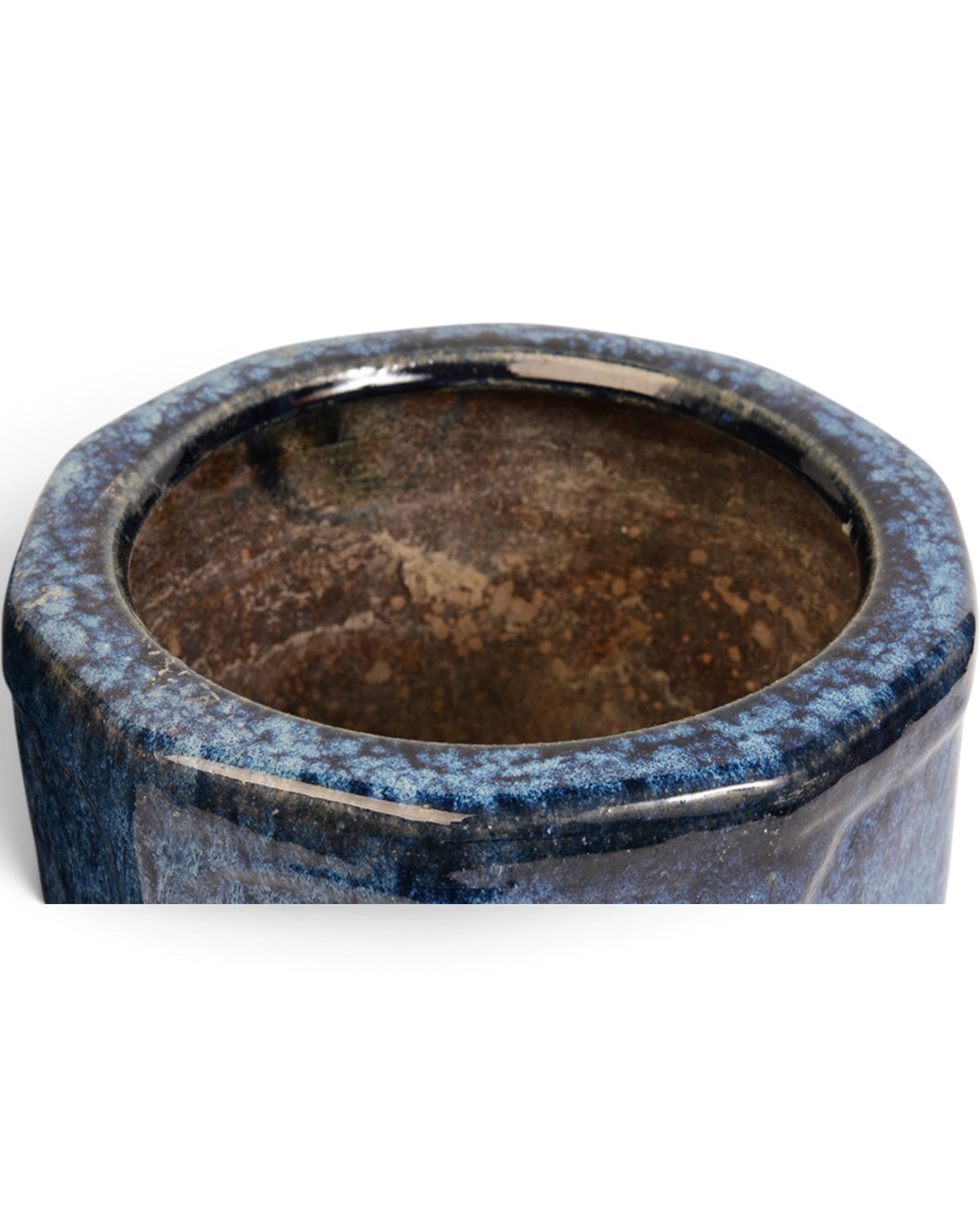 A Pair of Japanese Shigaraki Blue Glazed Ceramic Hibachi - Set of 2