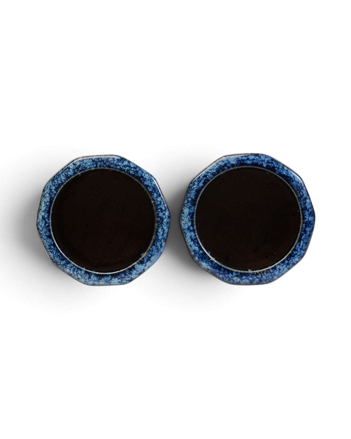 A Pair of Japanese Shigaraki Blue Glazed Ceramic Hibachi - Set of 2