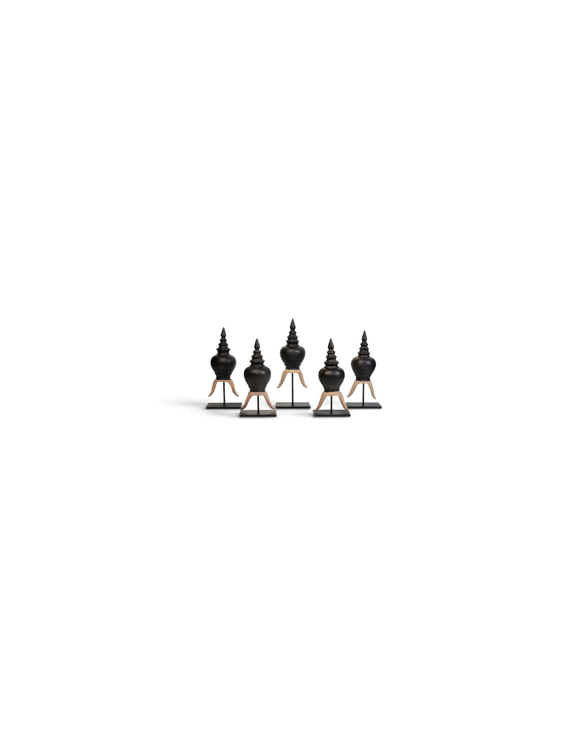 A Set of 5 Thai Stoneware Ceramic Roof Ridge Decoration - Set of 5