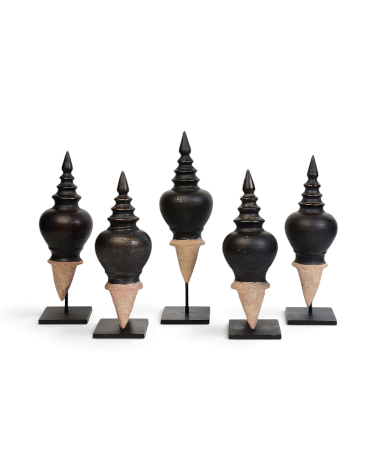 A Set of 5 Thai Stoneware Ceramic Roof Ridge Decoration - Set of 5