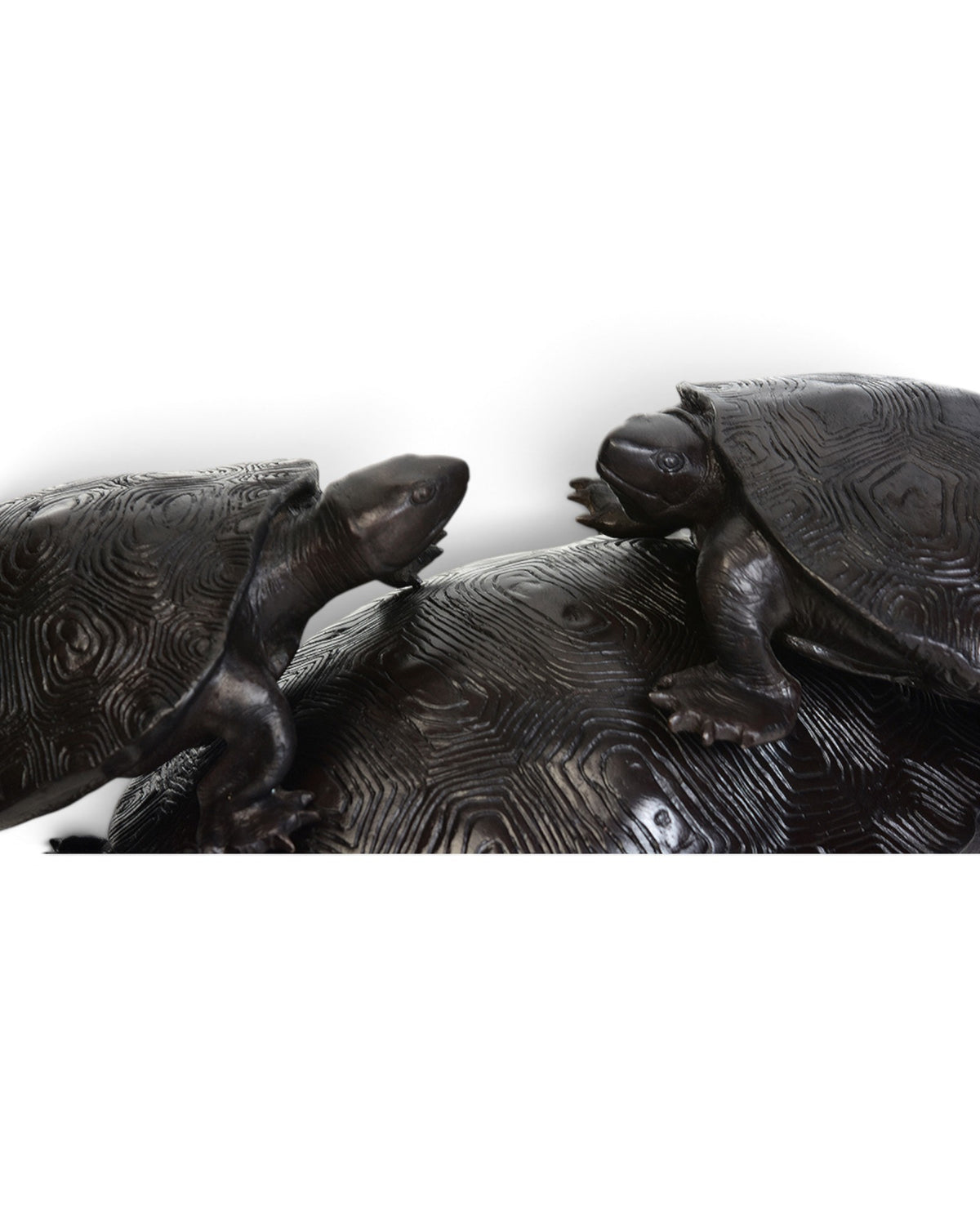 A Set of 3 Finely Cast Asian Bronze Turtles Animal Statues - Set of 3