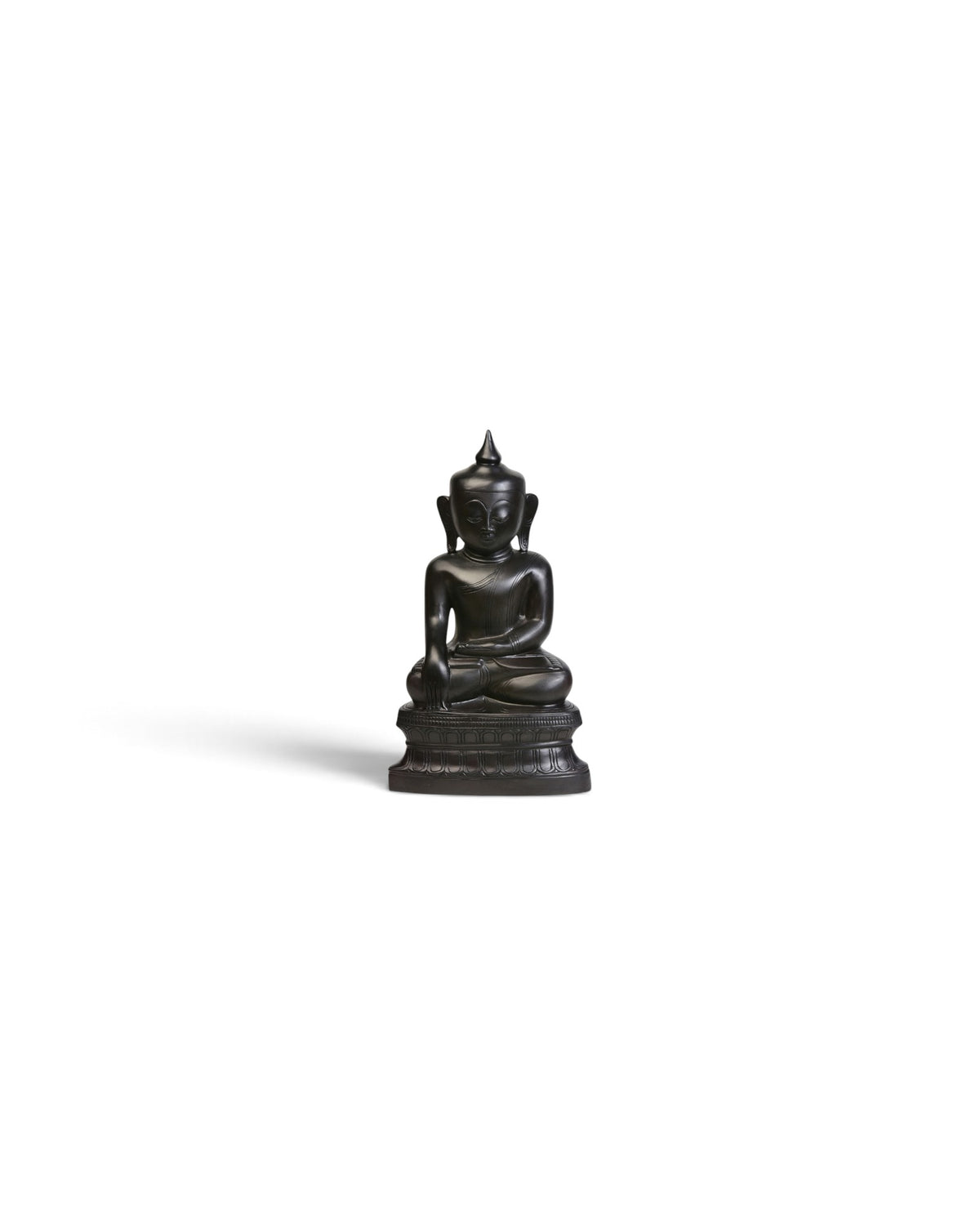 Burmese Bronze Seated Buddha Statue, Deep Black