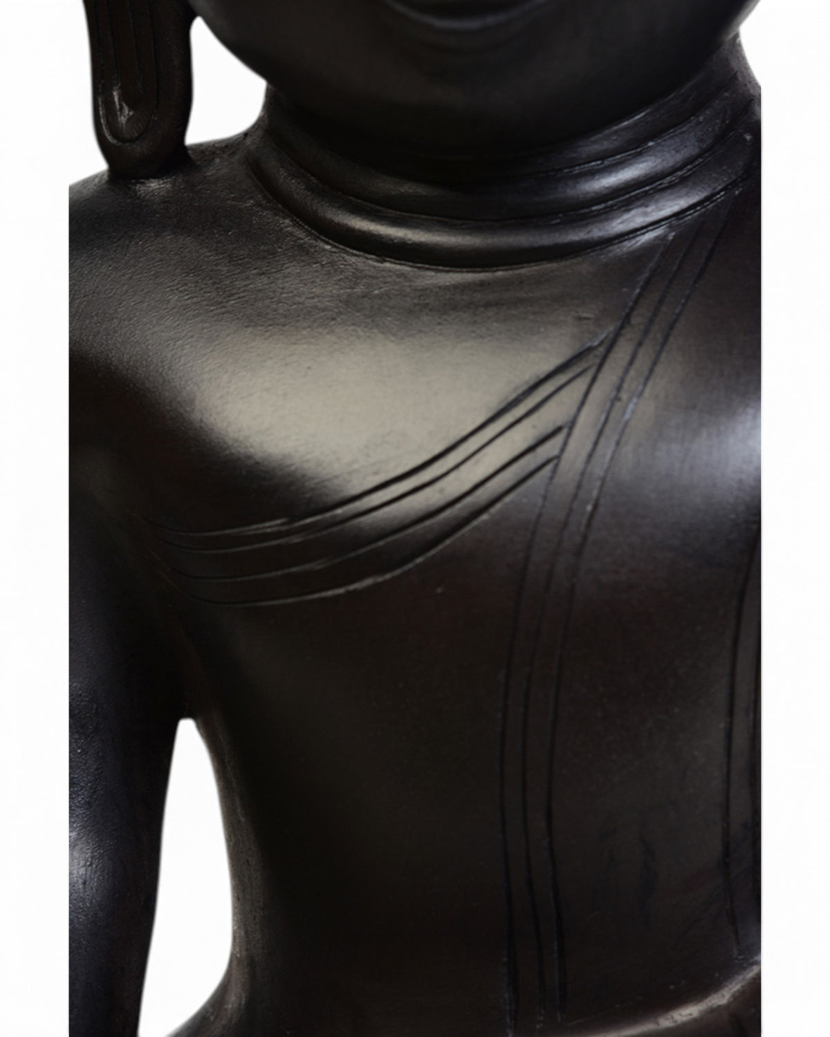 Burmese Bronze Seated Buddha Statue, Deep Black