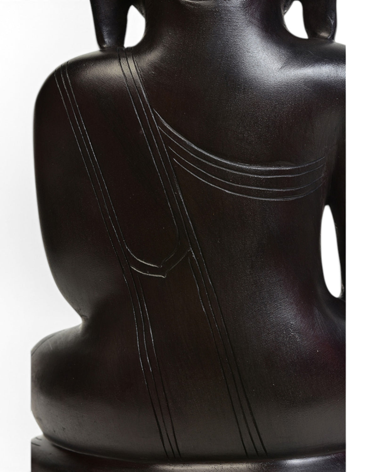 Burmese Bronze Seated Buddha Statue, Deep Black