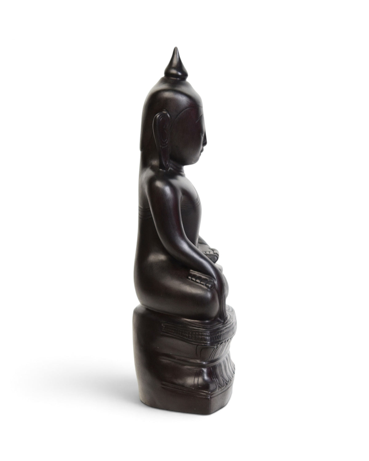 Burmese Bronze Seated Buddha Statue, Deep Black