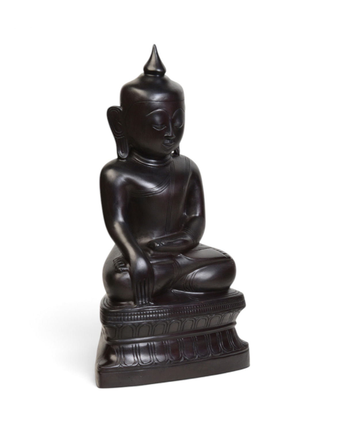Burmese Bronze Seated Buddha Statue, Deep Black