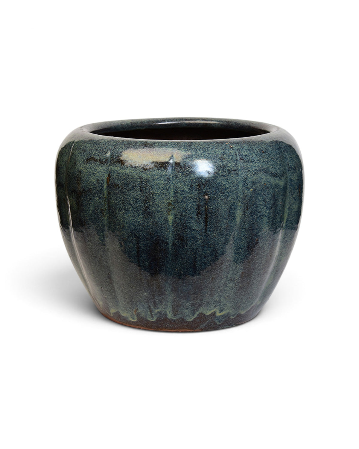Mottled Green Glazed Japanese Ceramic Jar 19th Century