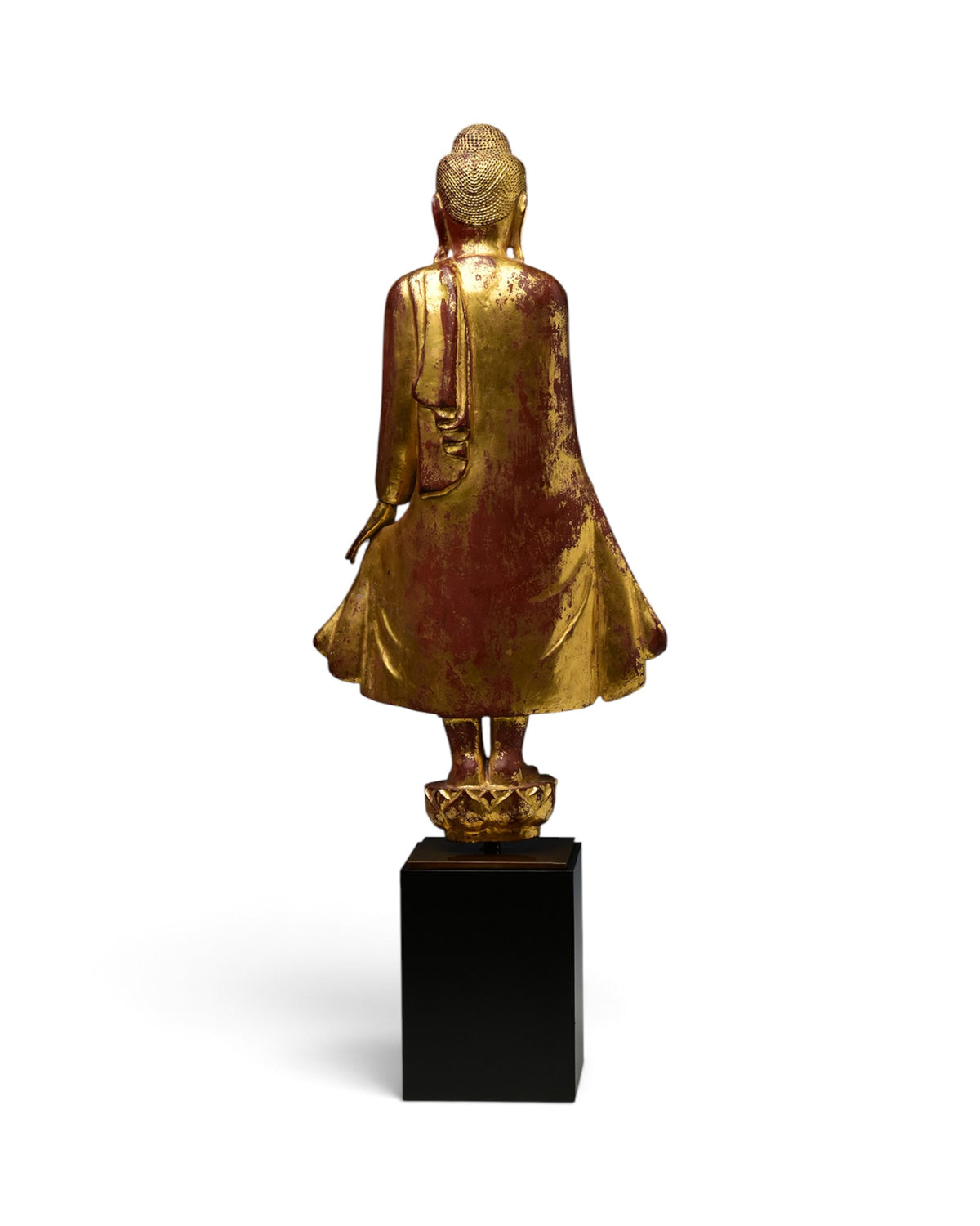 Burmese Wooden Standing Buddha Mandalay Style with Stand