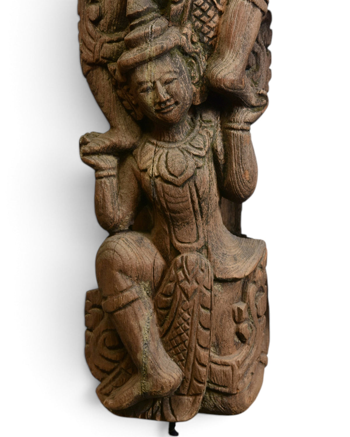 A Pair of Burmese Wooden Finial (Chofa) with Figures - Set of 2