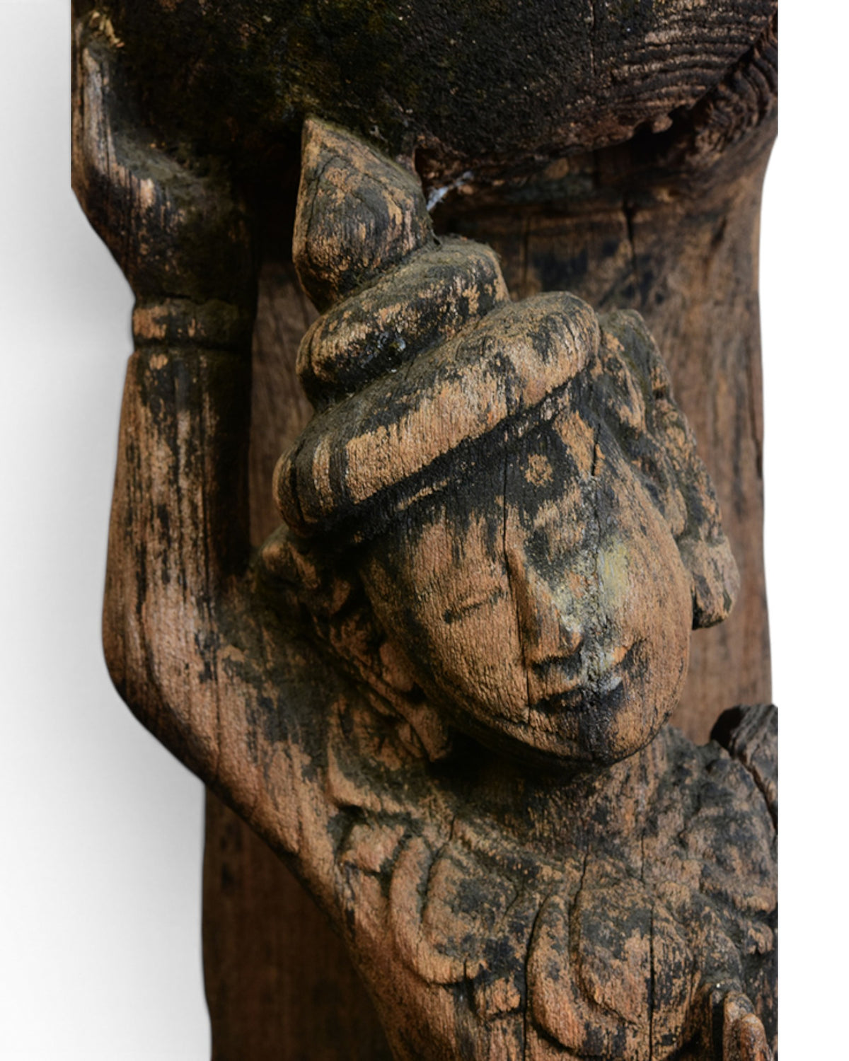 A Pair of Burmese Wooden Finial (Chofa) with Figures - Set of 2