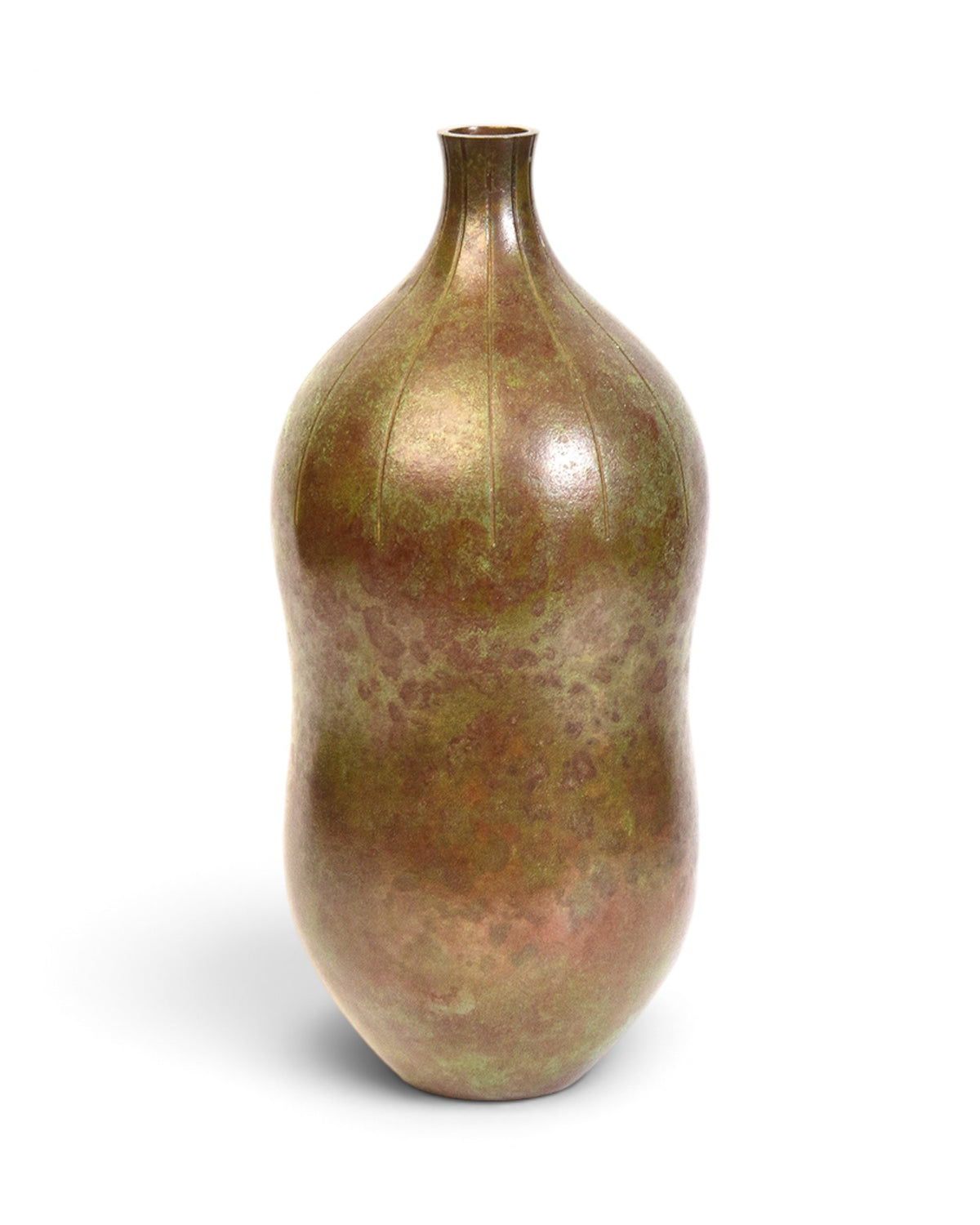 Japanese Bronze Vase in Gourd Shape with Makers Signature