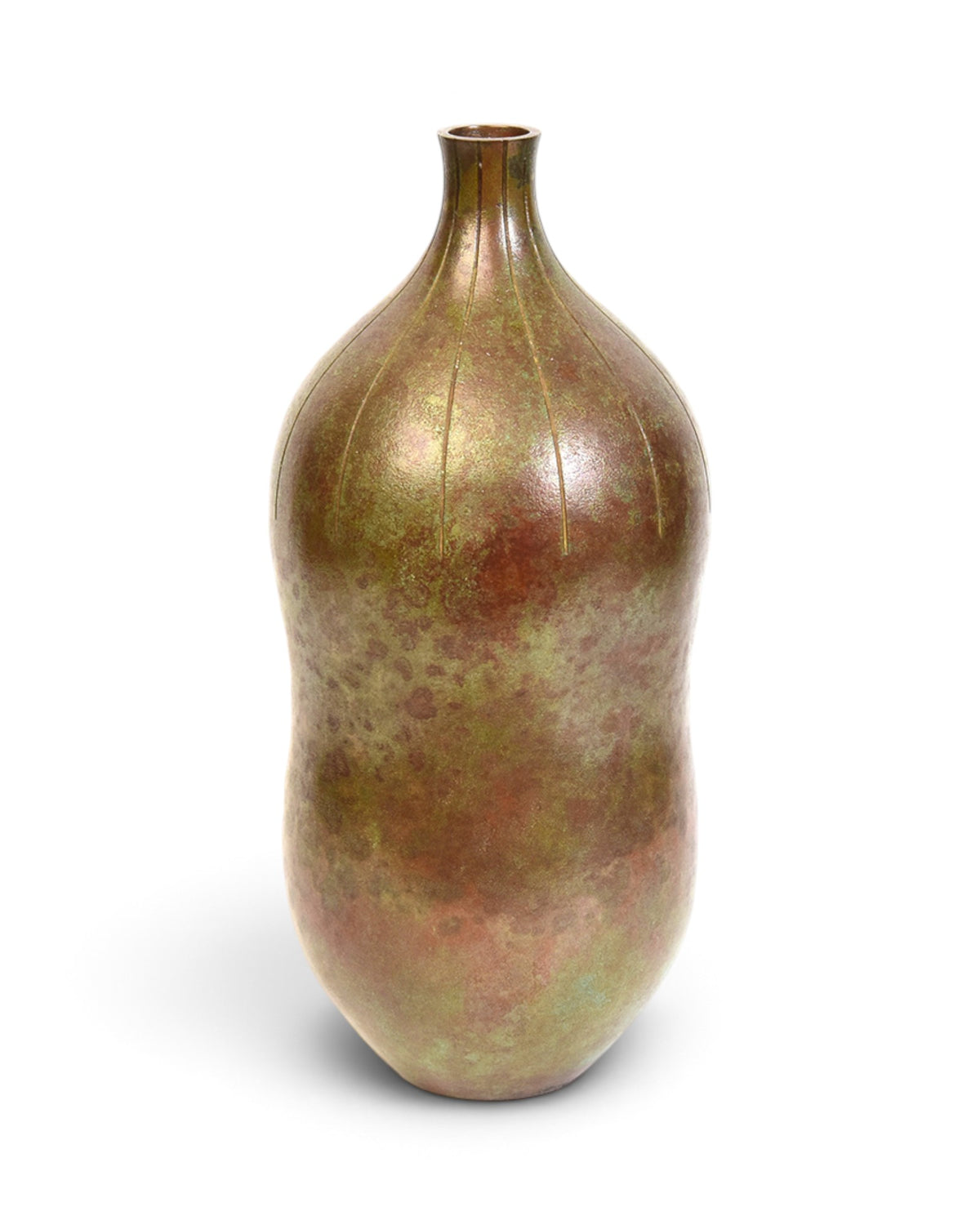 Japanese Bronze Vase in Gourd Shape with Makers Signature